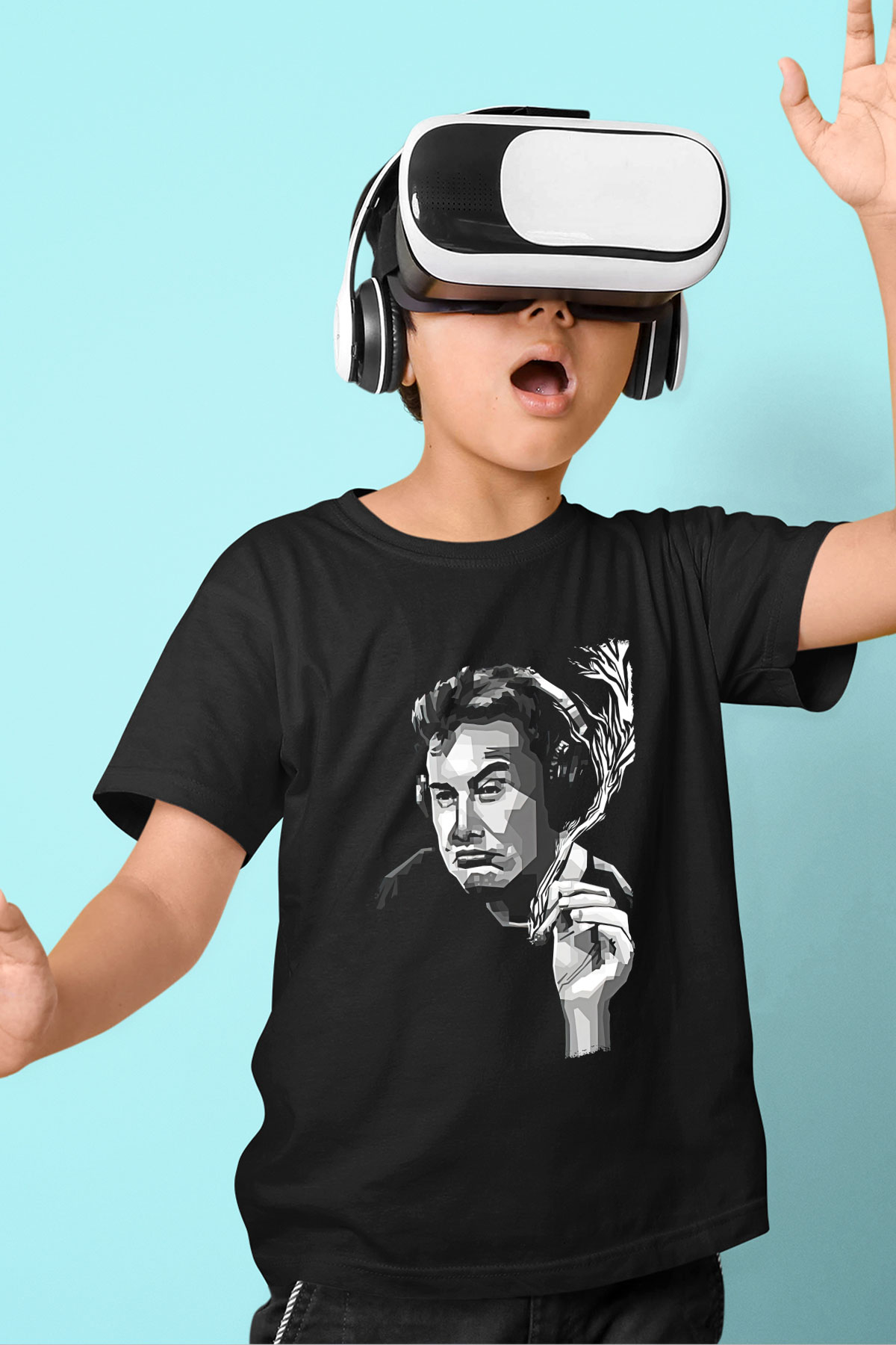 Elon Musk Baskılı Unisex Siyah Çocuk Tişört - Tshirt