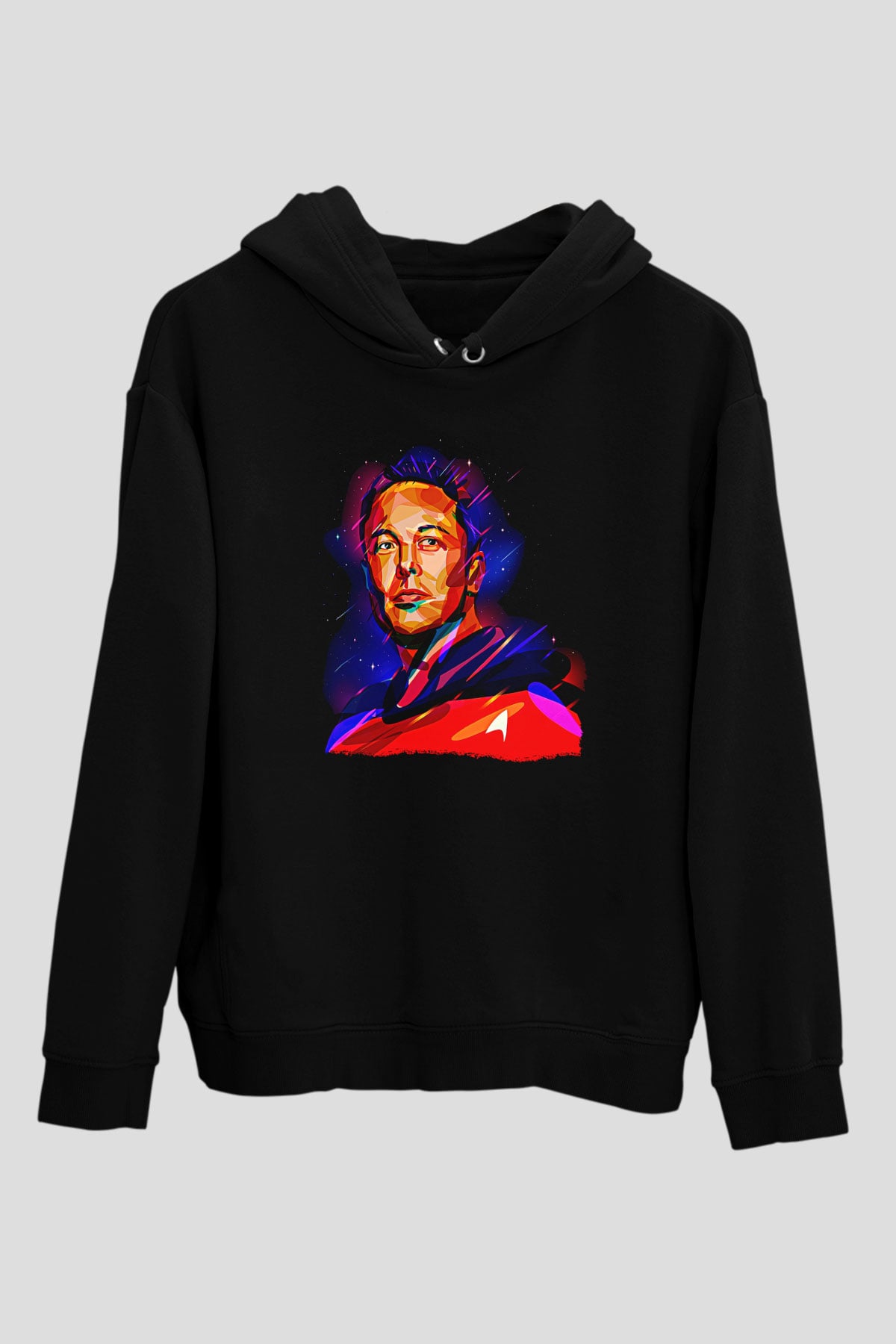 Elon Musk Baskılı Unisex Siyah Kapüşonlu Sweatshirt