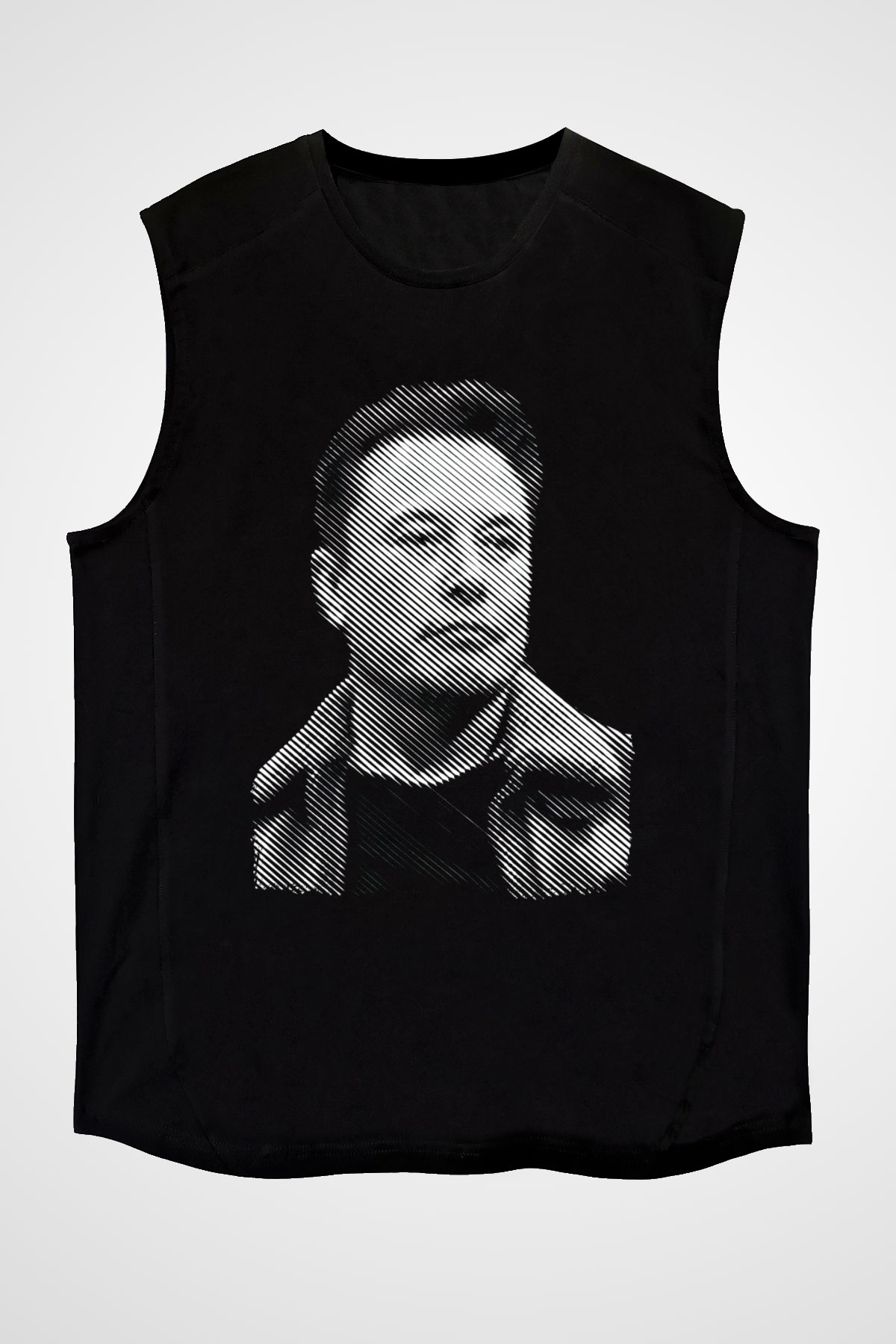 Elon Musk Baskılı Unisex Siyah Kolsuz Tişört - Tshirt