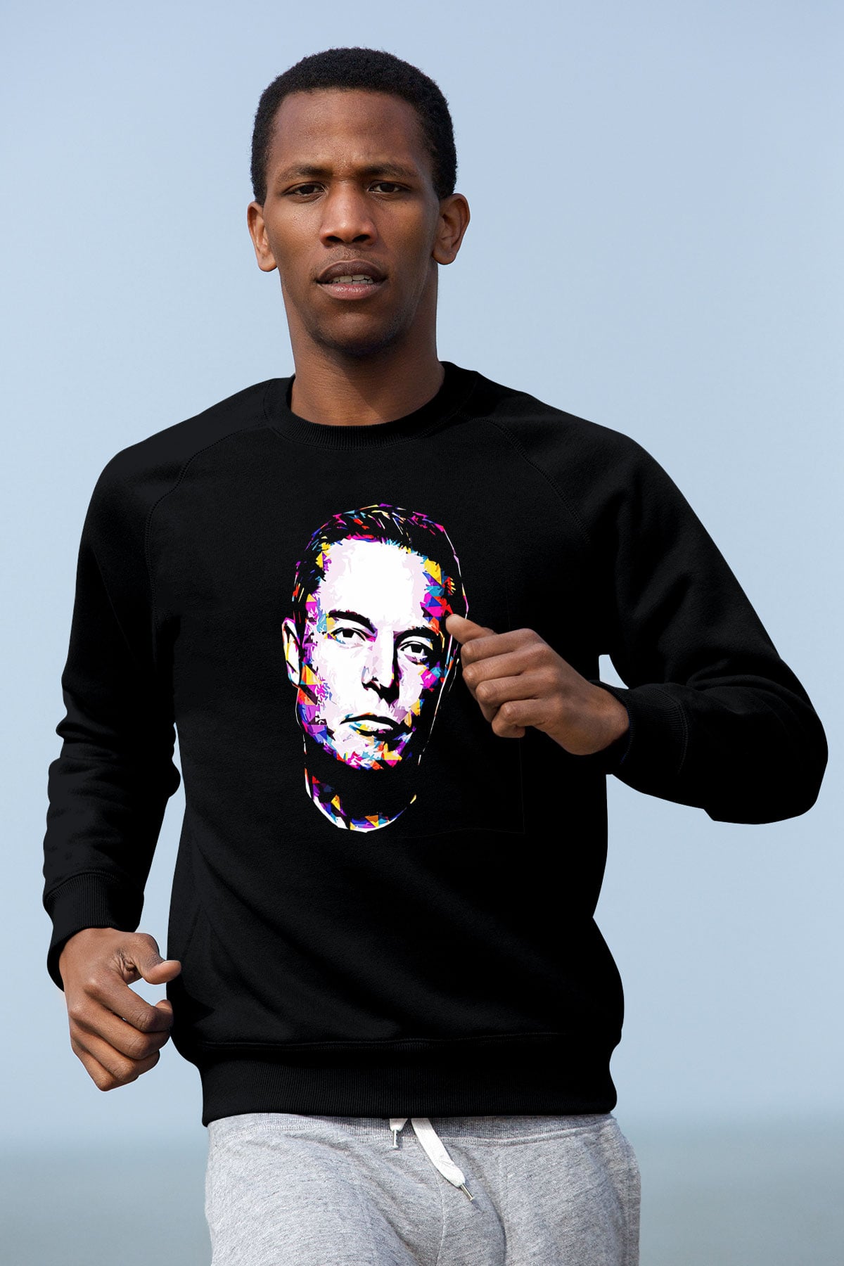 Elon Musk Baskılı Unisex Siyah Sweatshirt