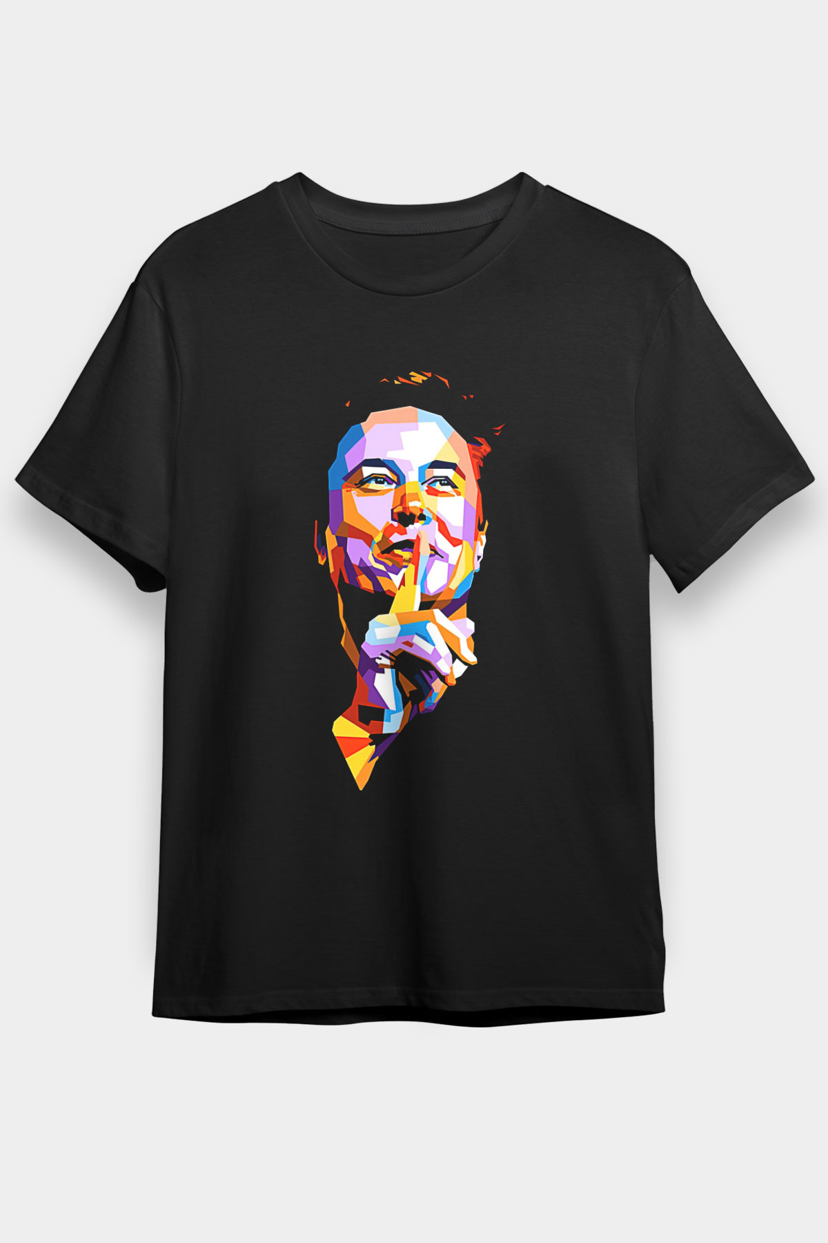 Elon Musk Baskılı Unisex Siyah Tişört - Tshirt
