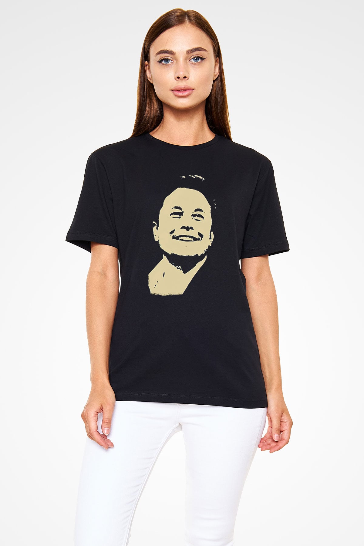 Elon Musk Baskılı Unisex Siyah Tişört - Tshirt