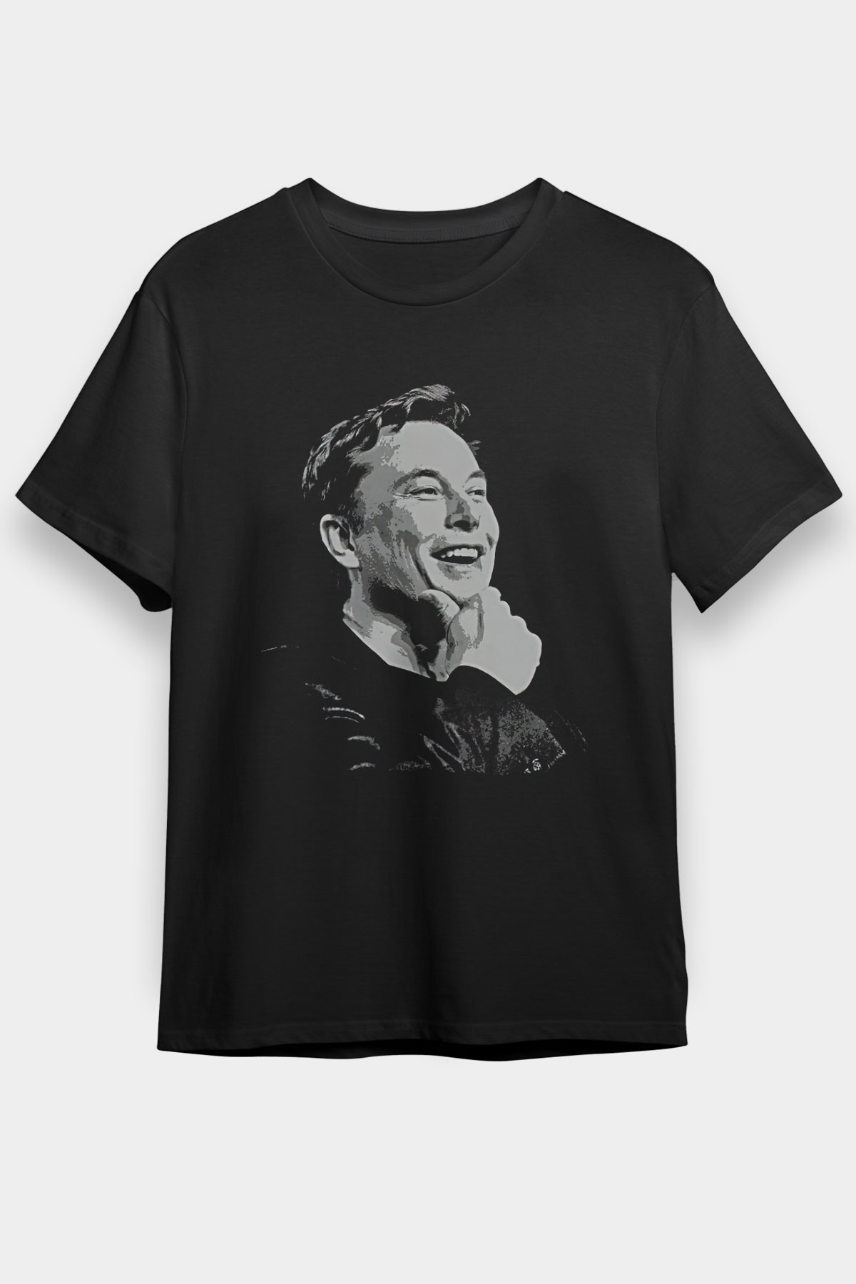 Elon Musk Baskılı Unisex Siyah Tişört - Tshirt