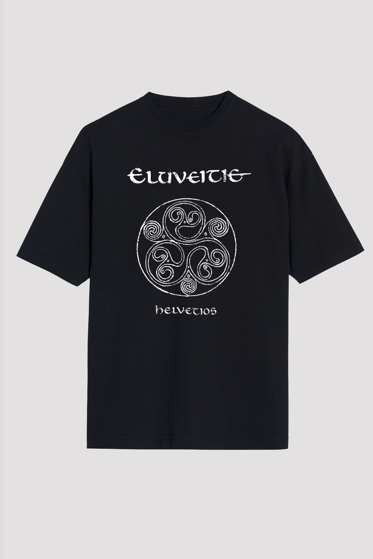 Eluveitie Baskılı Unisex Siyah Oversize Tişört