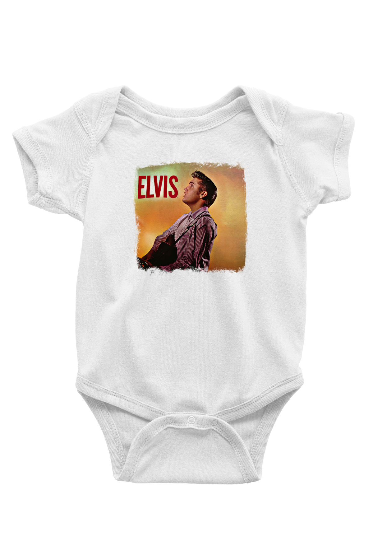 Elvis Presley Baskılı Unisex Beyaz Bebek Body - Zıbın