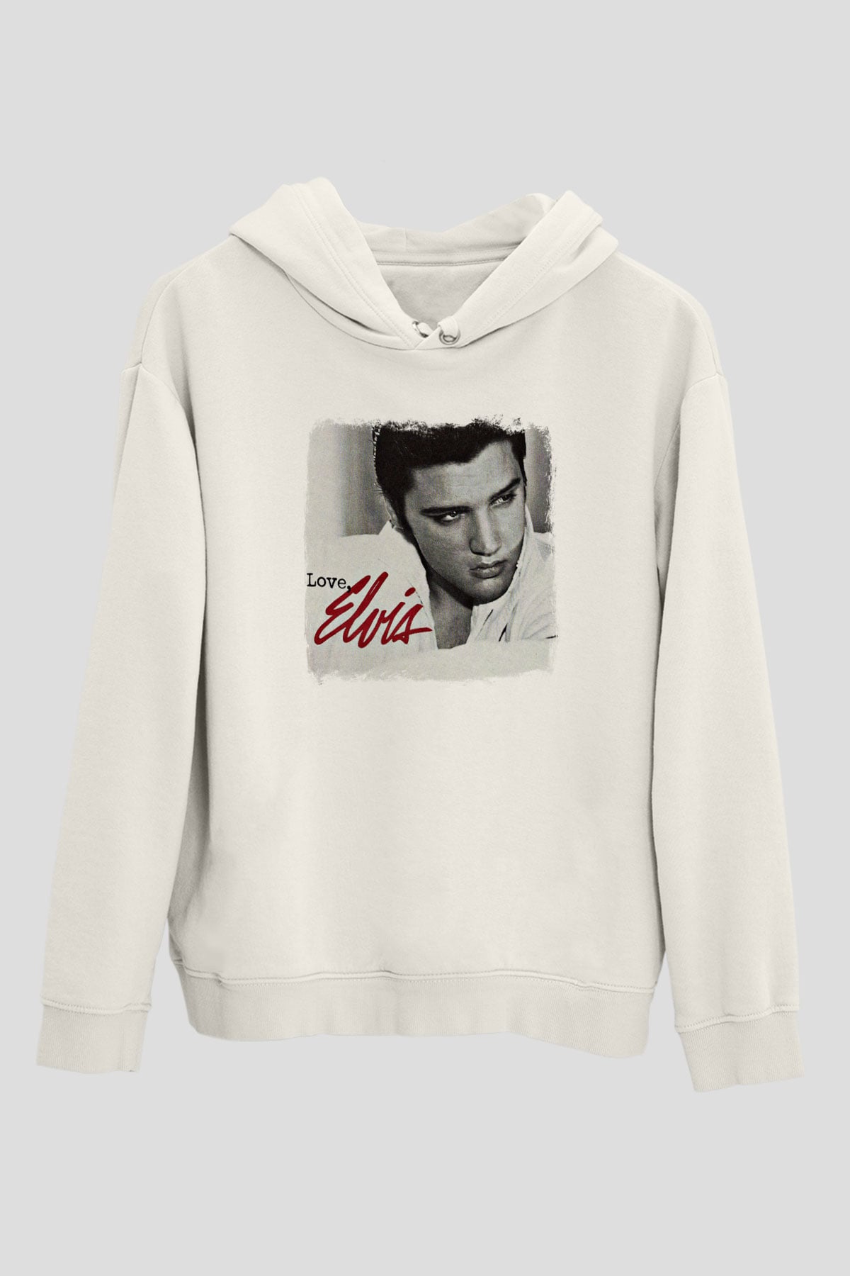 Elvis Presley Baskılı Unisex Beyaz Hoodie