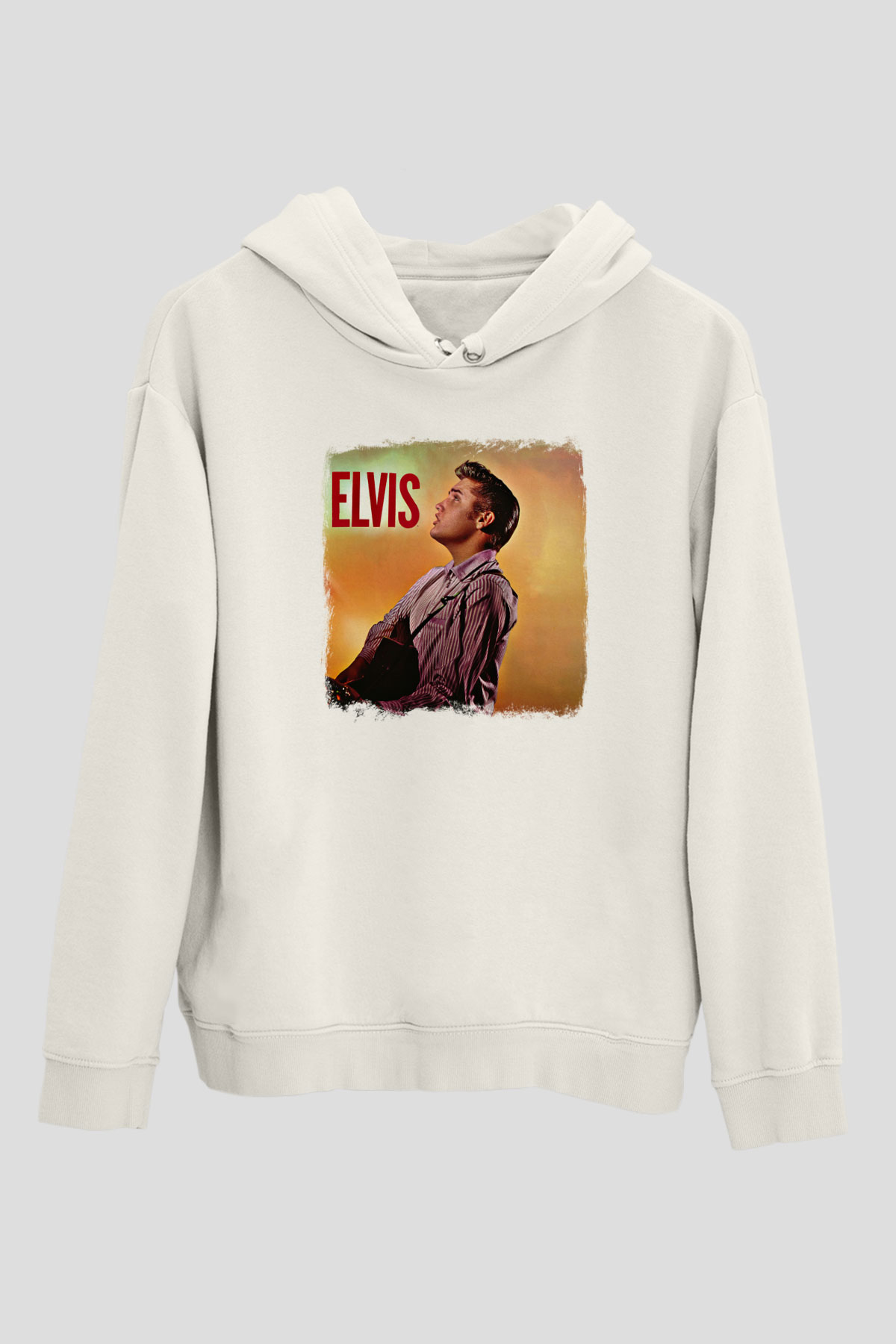 Elvis Presley Baskılı Unisex Beyaz Hoodie