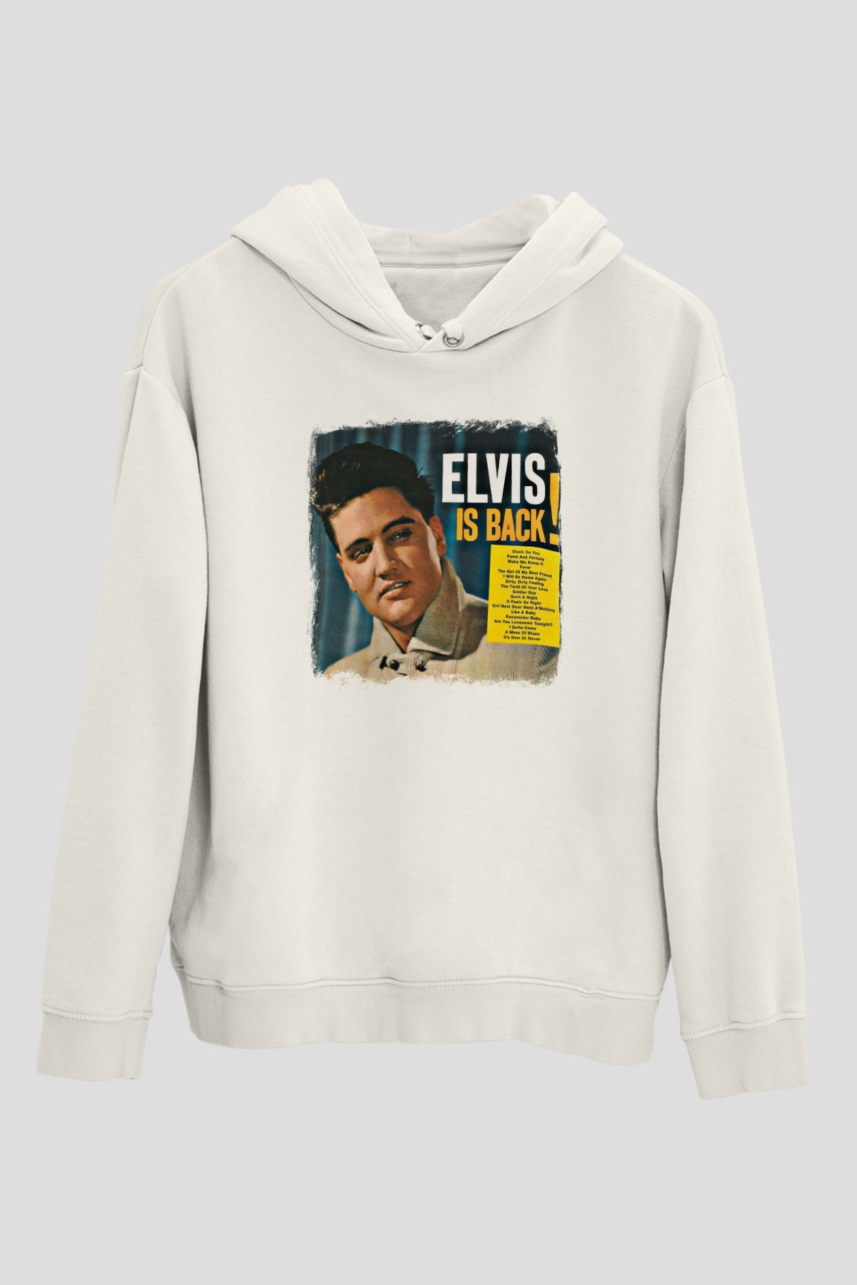 Elvis Presley Baskılı Unisex Beyaz Hoodie