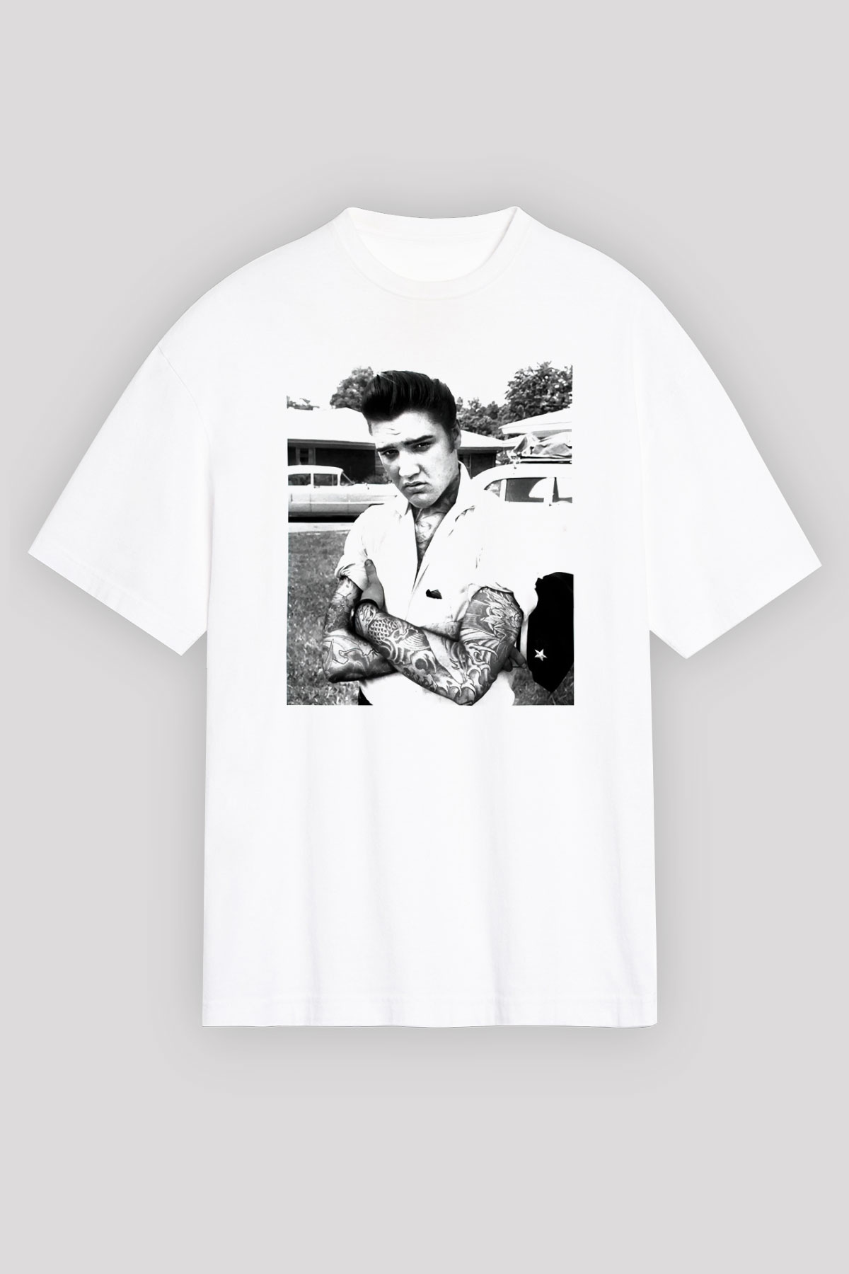 Elvis Presley Beyaz Unisex Oversize Tişört T-Shirt