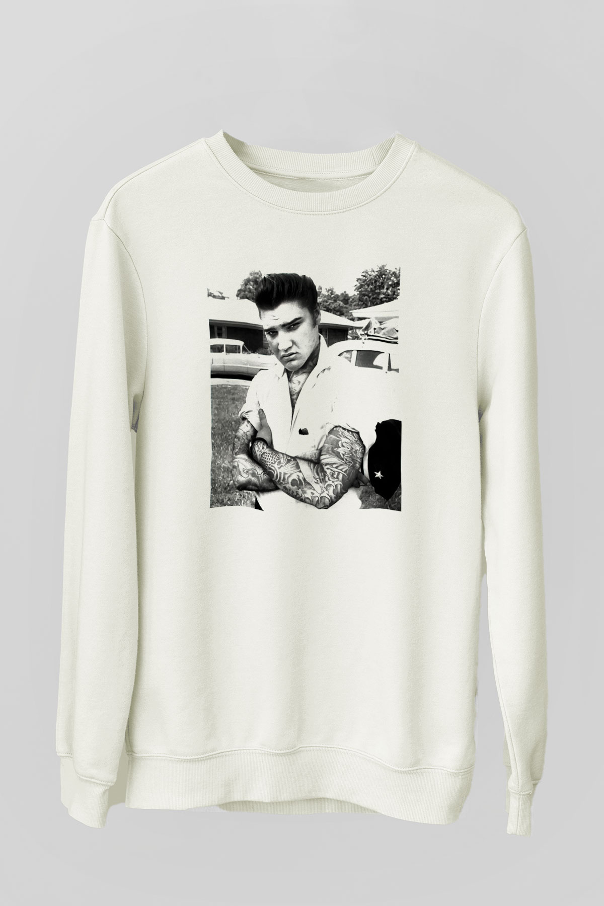 Elvis Presley Beyaz Unisex Sweatshirt