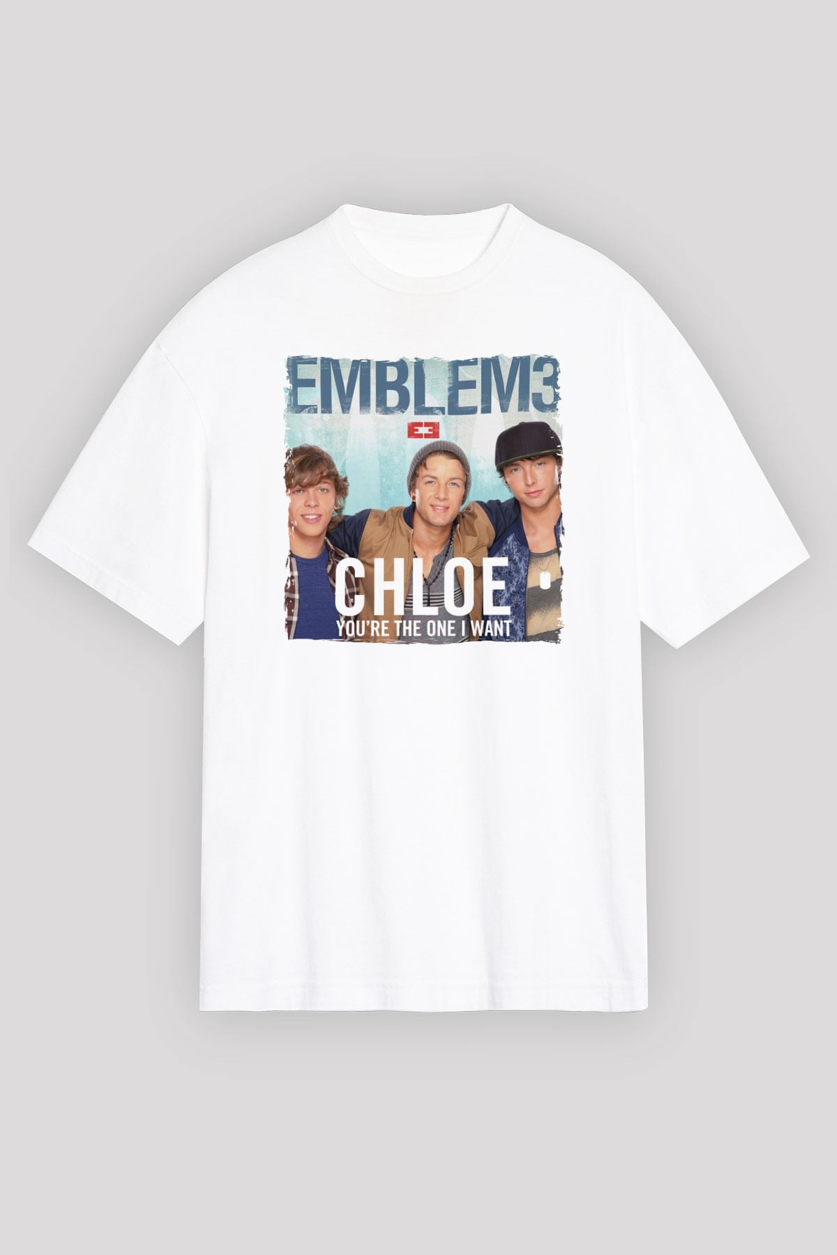Emblem3 Beyaz Oversize Tişört Oversize T-shirt - TişörtFabrikası