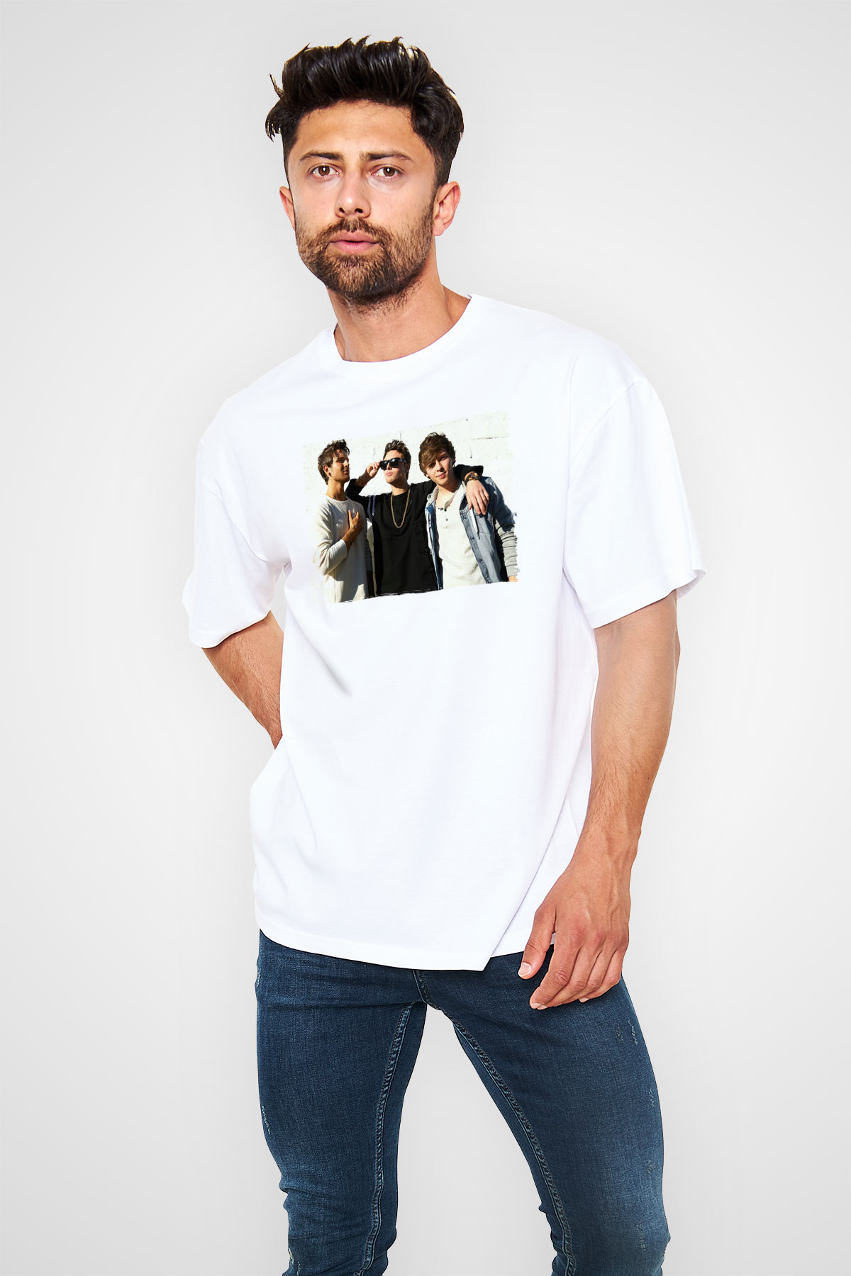 Emblem3 Beyaz Oversize Tişört Oversize T-shirt - TişörtFabrikası