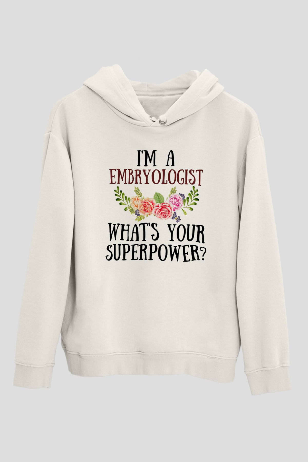 Embriyolog Beyaz Unisex Kapüşonlu Sweatshirt