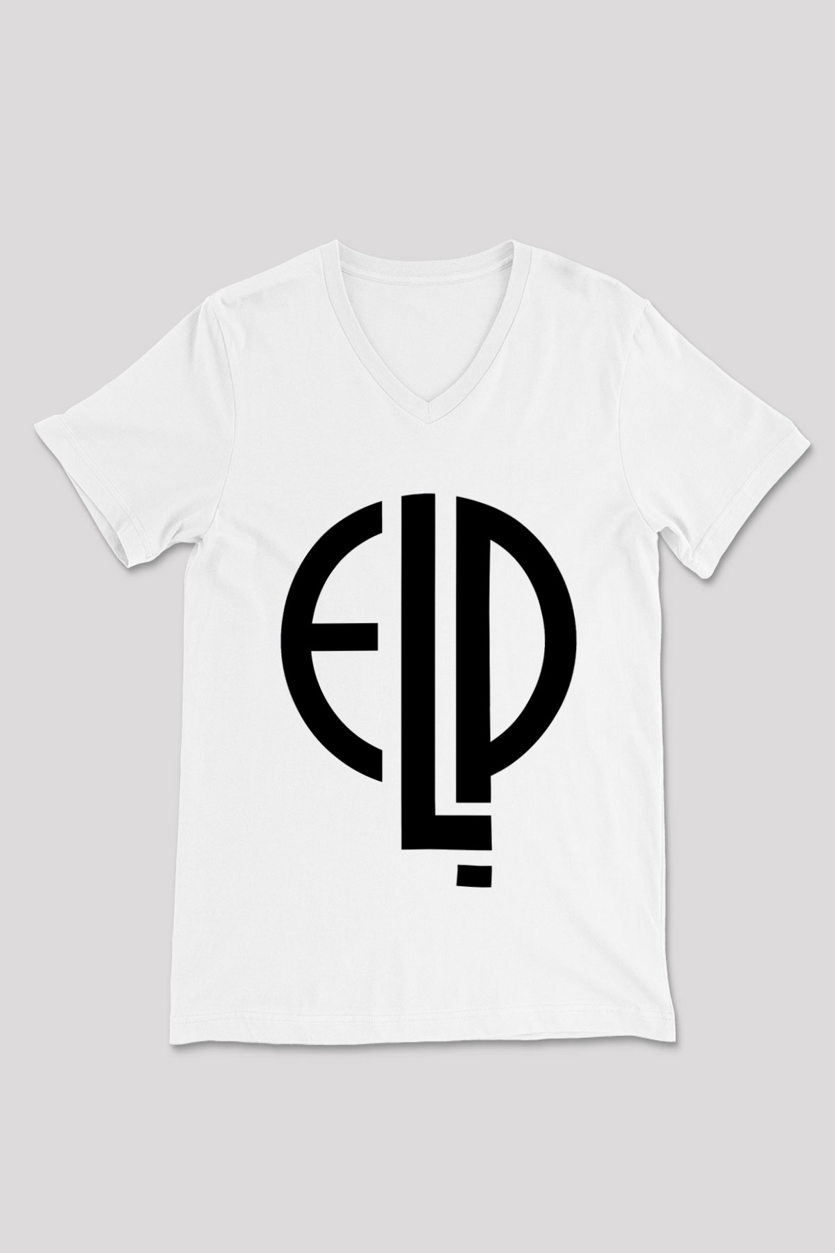 Emerson, Lake and Palmer Beyaz Unisex V Yaka Tişört T-Shirt