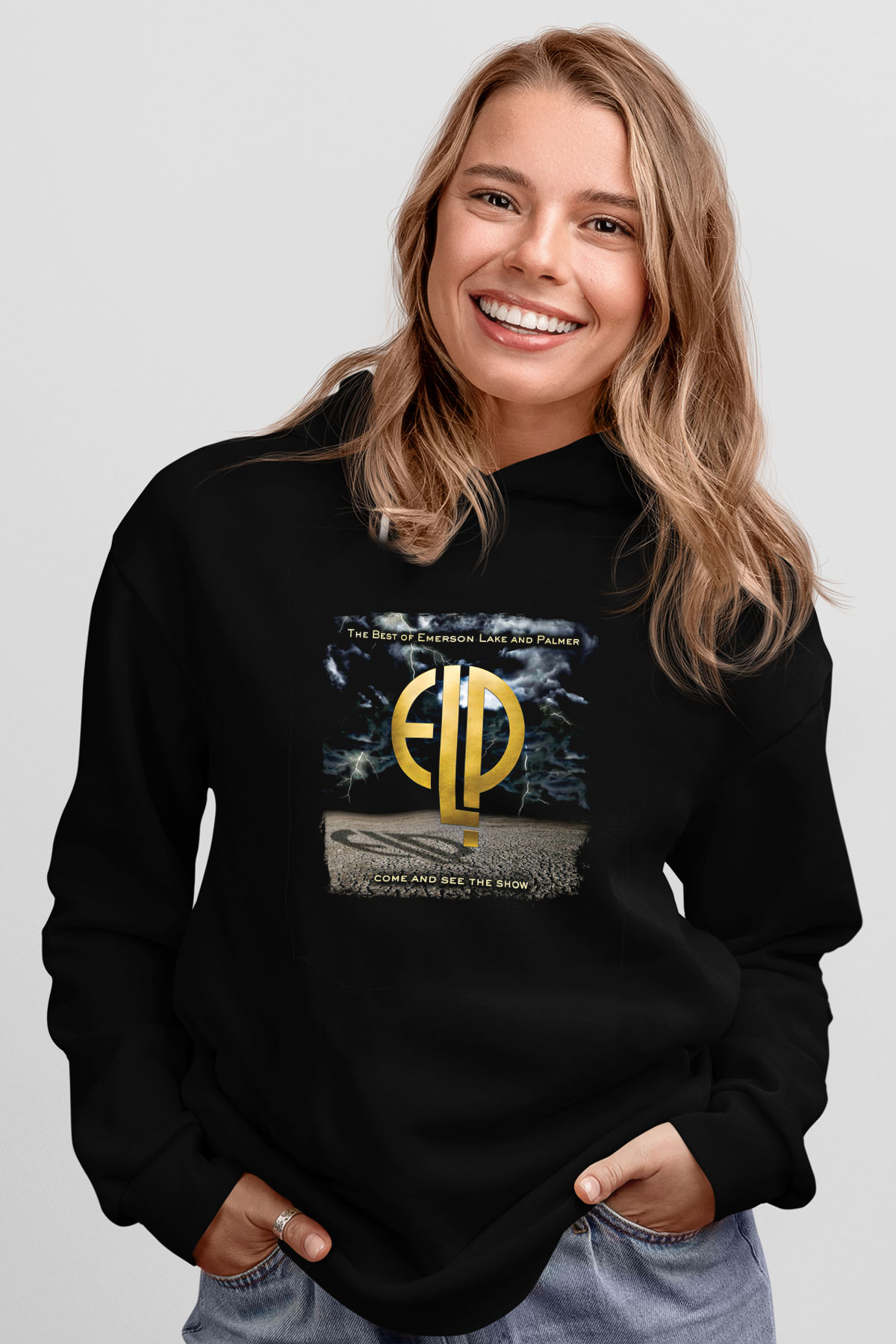 Emerson,Lake and Palmer Baskılı Unisex Siyah Hoodie