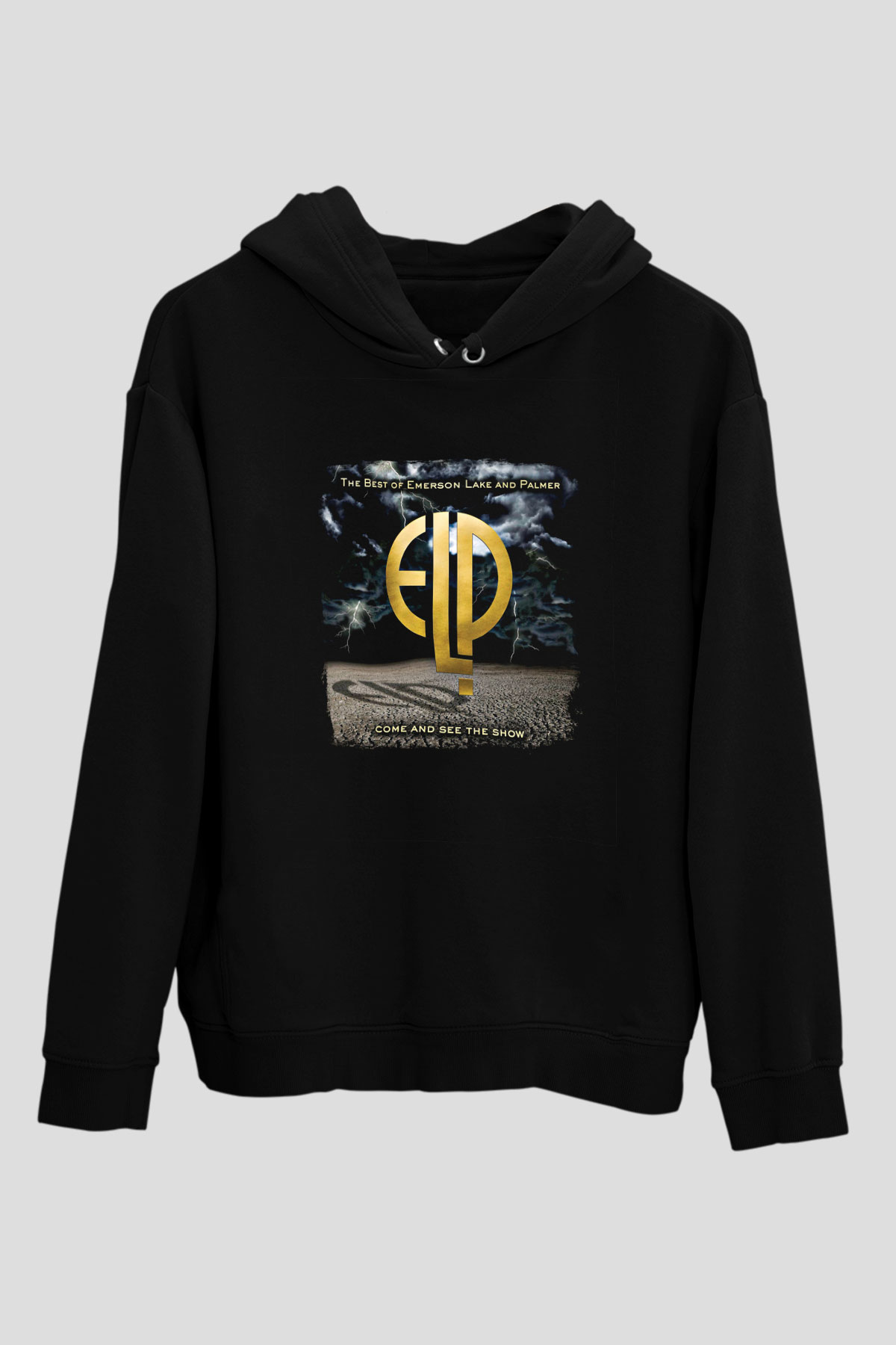 Emerson,Lake and Palmer Baskılı Unisex Siyah Hoodie