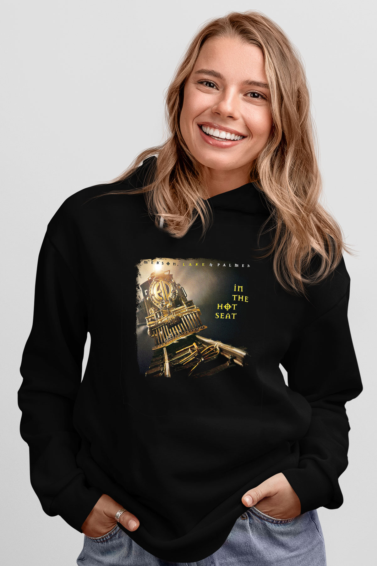 Emerson,Lake and Palmer Baskılı Unisex Siyah Hoodie