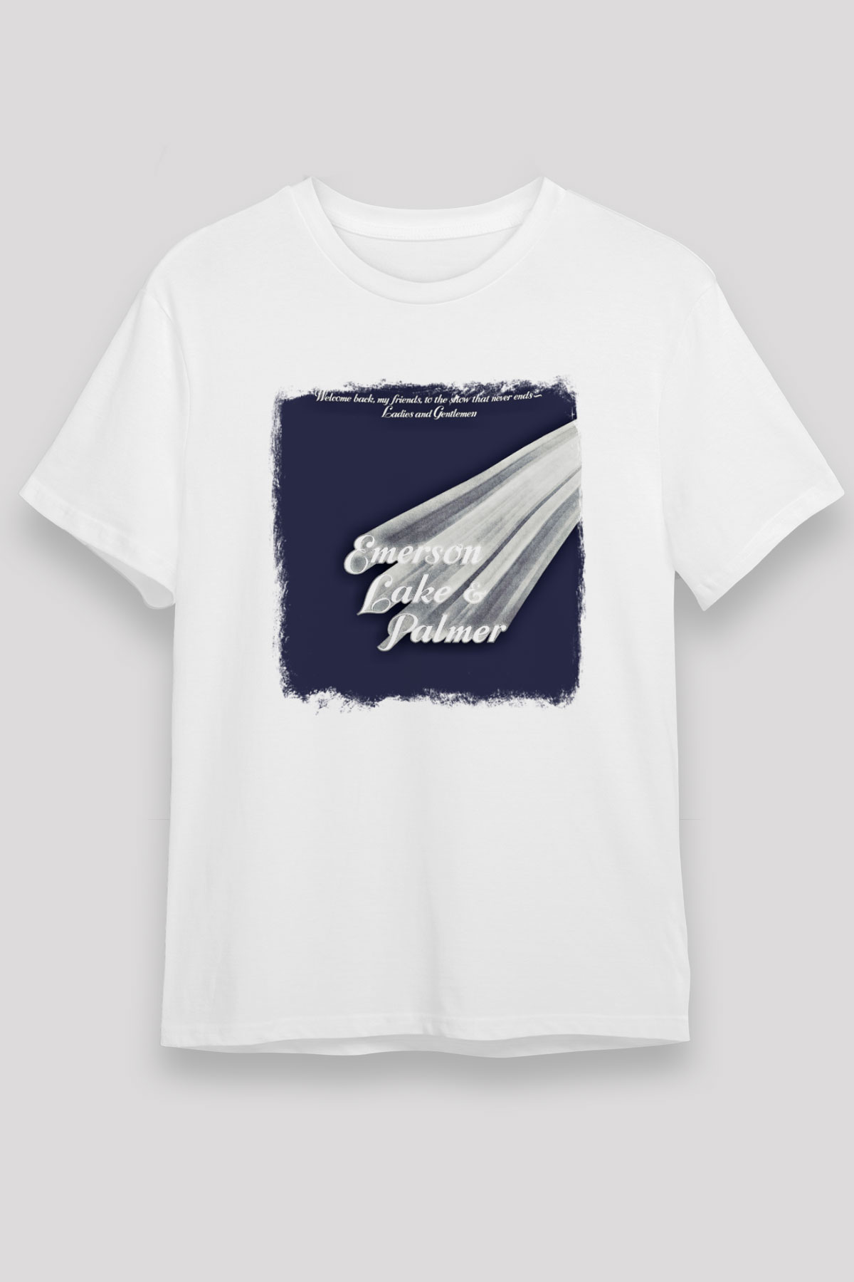 Emerson,Lake and Palmer Baskılı Unisex Beyaz Tişört