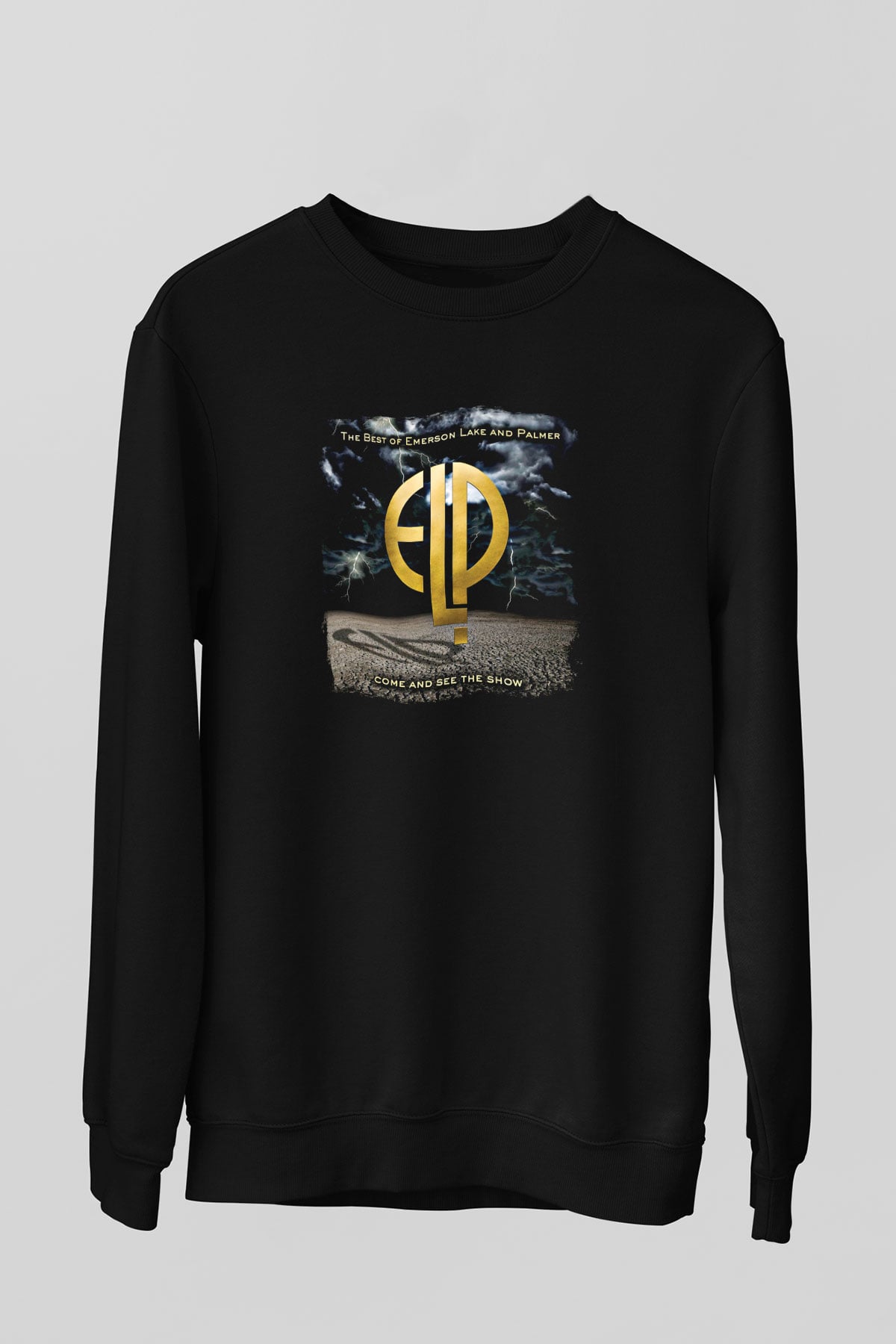 Emerson,Lake and Palmer Baskılı Unisex Siyah Sweatshirt