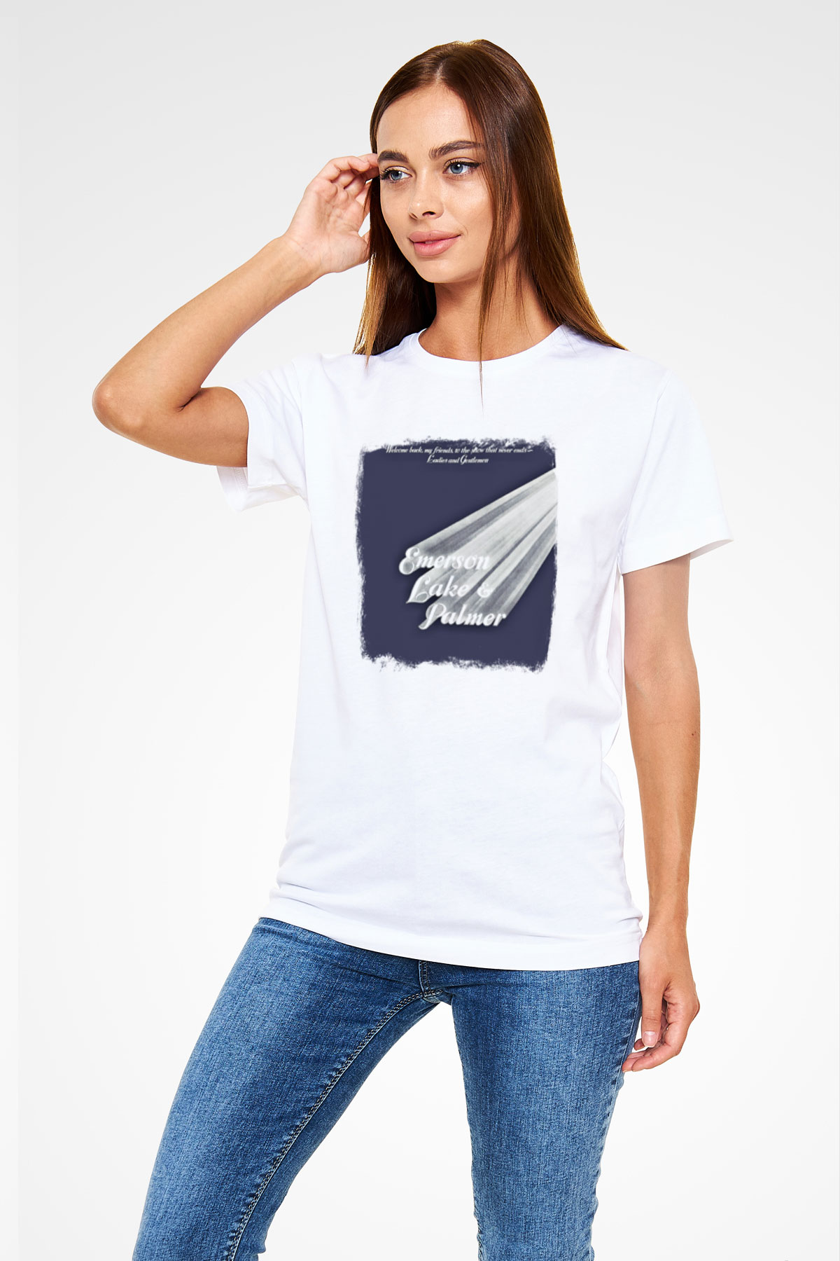 Emerson,Lake and Palmer Baskılı Unisex Beyaz Tişört