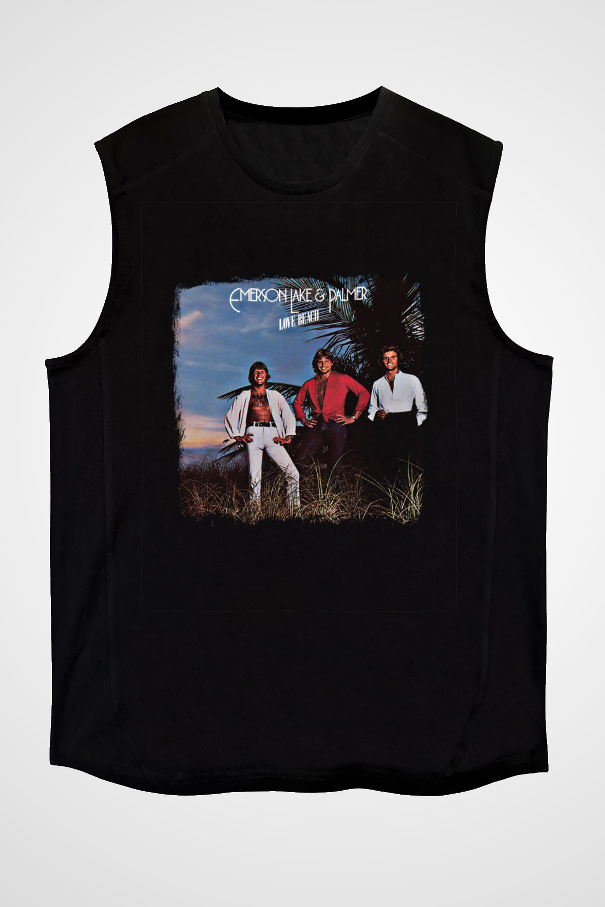 Emerson,Lake and Palmer Baskılı Unisex Siyah Kolsuz Tişört