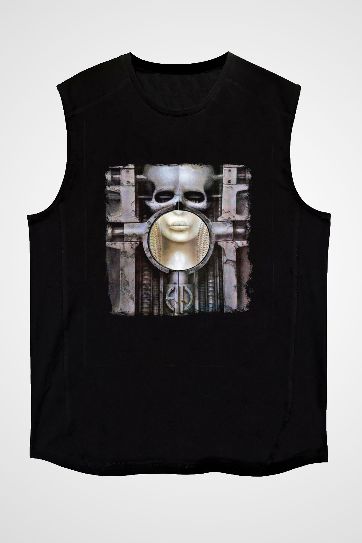 Emerson,Lake and Palmer Baskılı Unisex Siyah Kolsuz Tişört