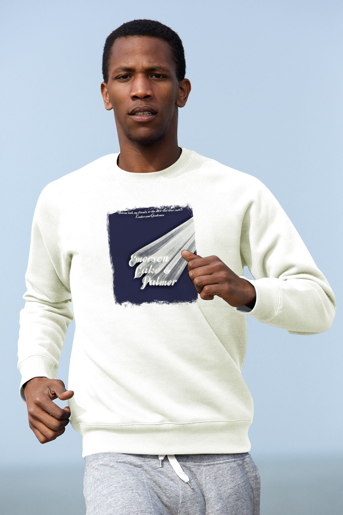 Emerson,Lake and Palmer Baskılı Unisex Beyaz Sweatshirt