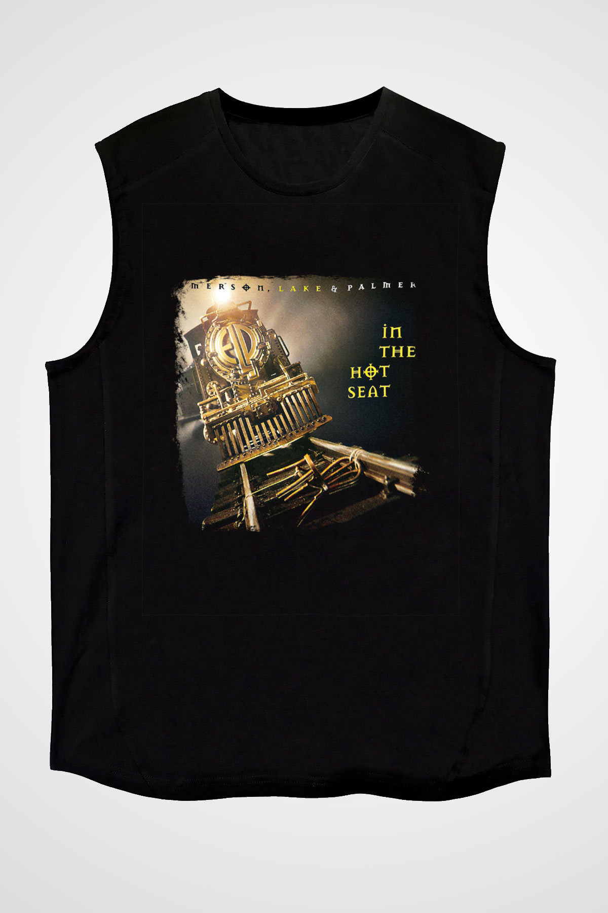 Emerson,Lake and Palmer Baskılı Unisex Siyah Kolsuz Tişört
