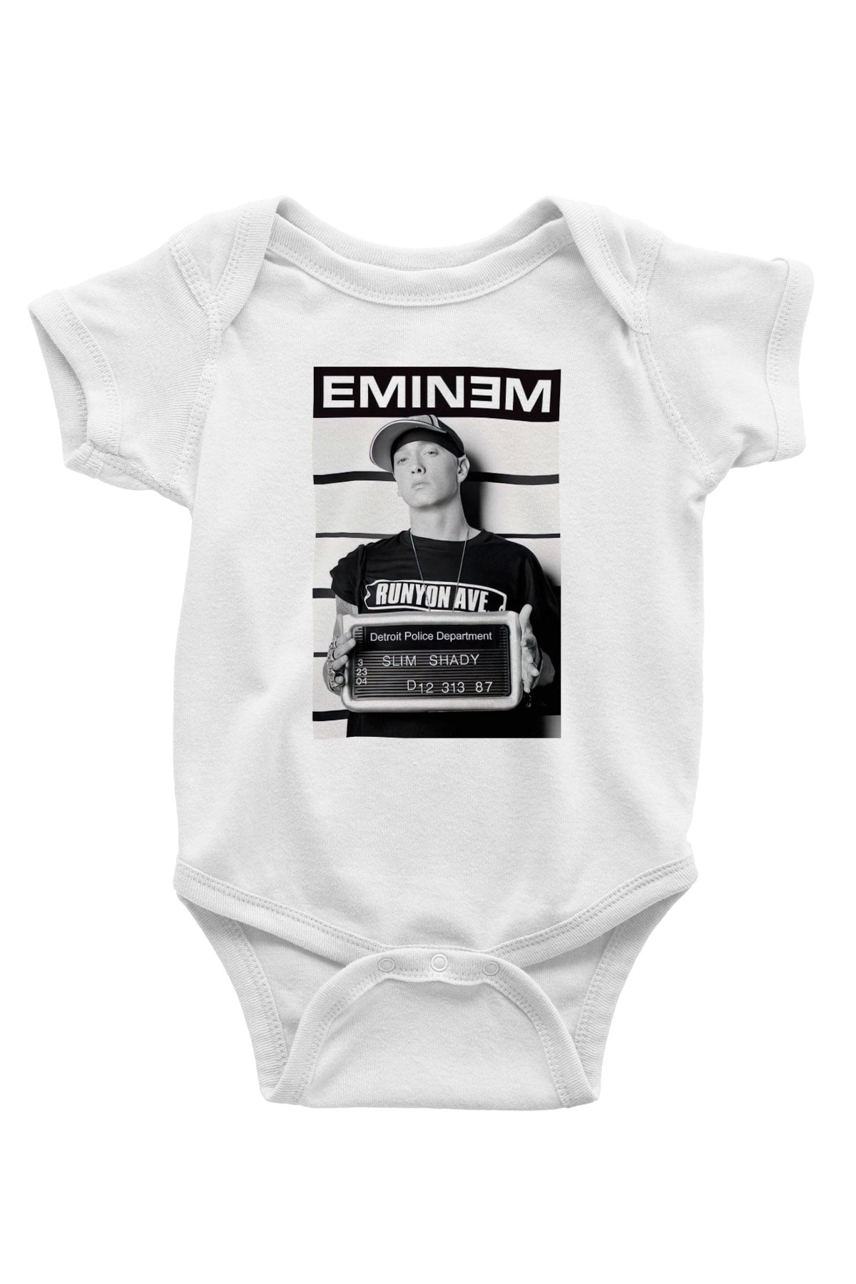 Eminem Baskılı Beyaz Unisex Bebek Body - Zıbın