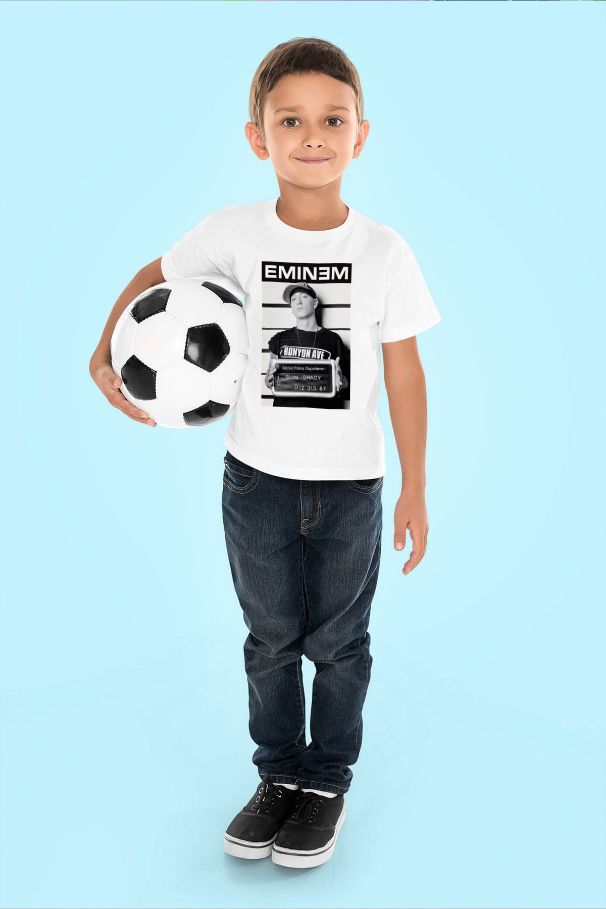 Eminem Baskılı Beyaz Unisex Çocuk Tişört