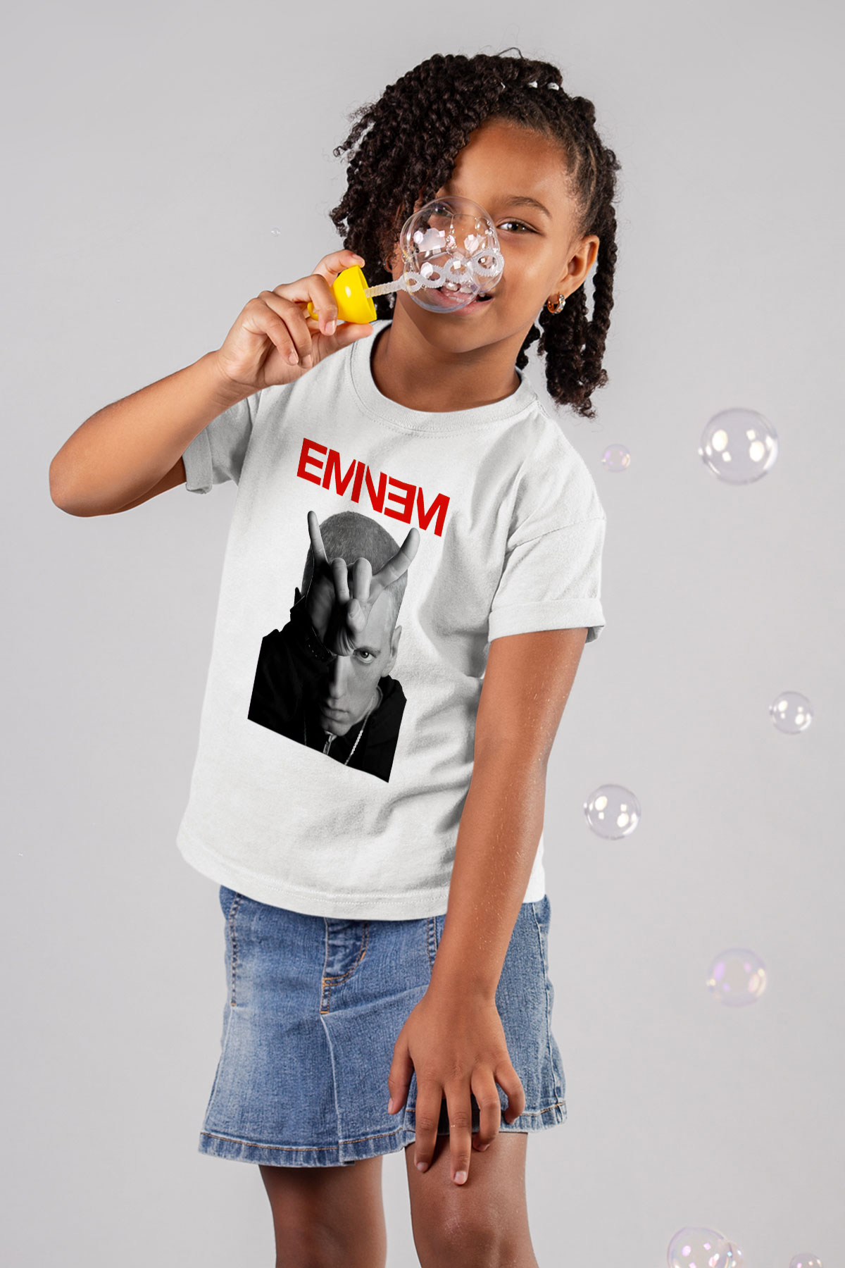 Eminem Baskılı Beyaz Unisex Çocuk Tişört