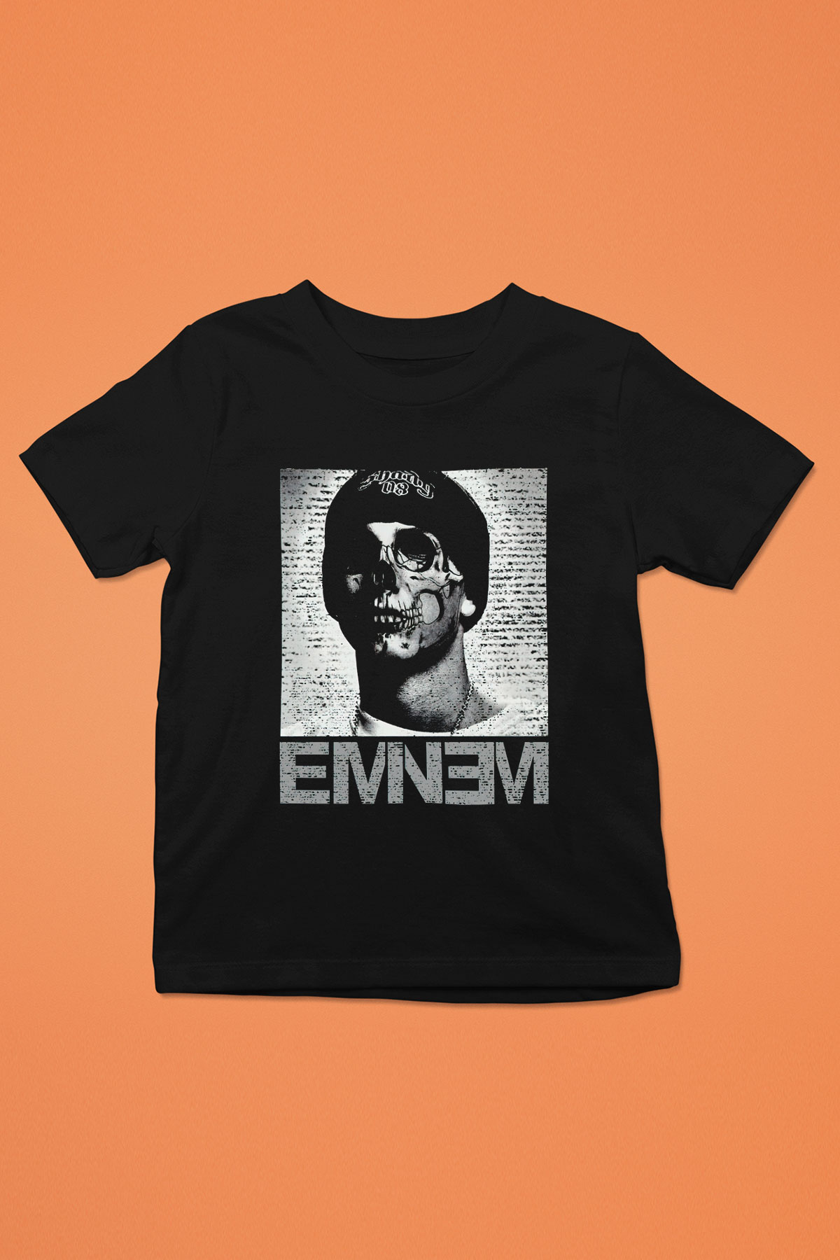 Eminem Baskılı Siyah Unisex Çocuk Tişört