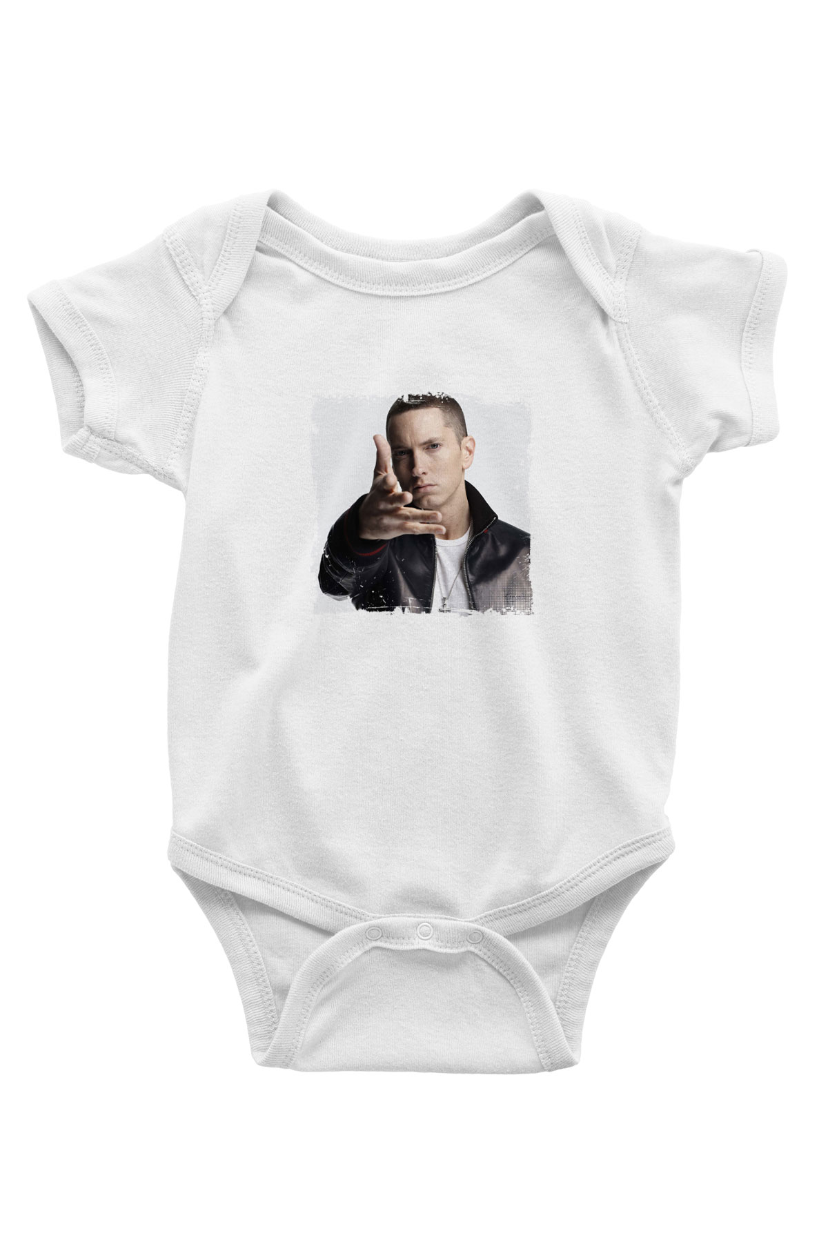 Eminem Baskılı Unisex Beyaz Bebek Body - Zıbın