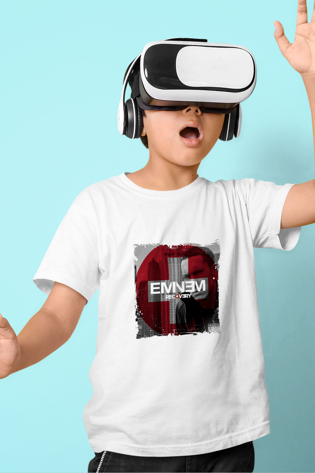 Eminem Baskılı Unisex Beyaz Çocuk Tişört