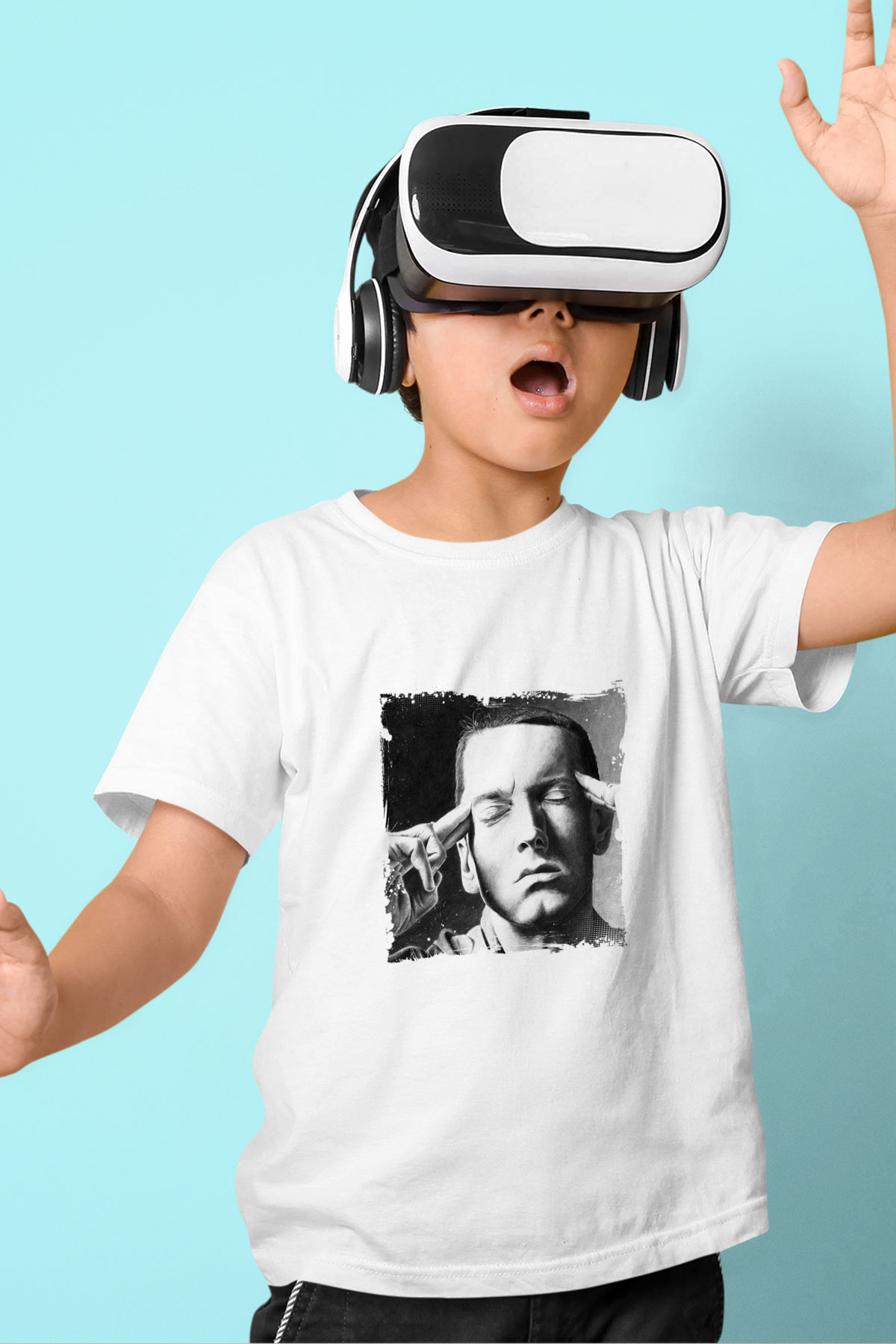 Eminem Baskılı Unisex Beyaz Çocuk Tişört