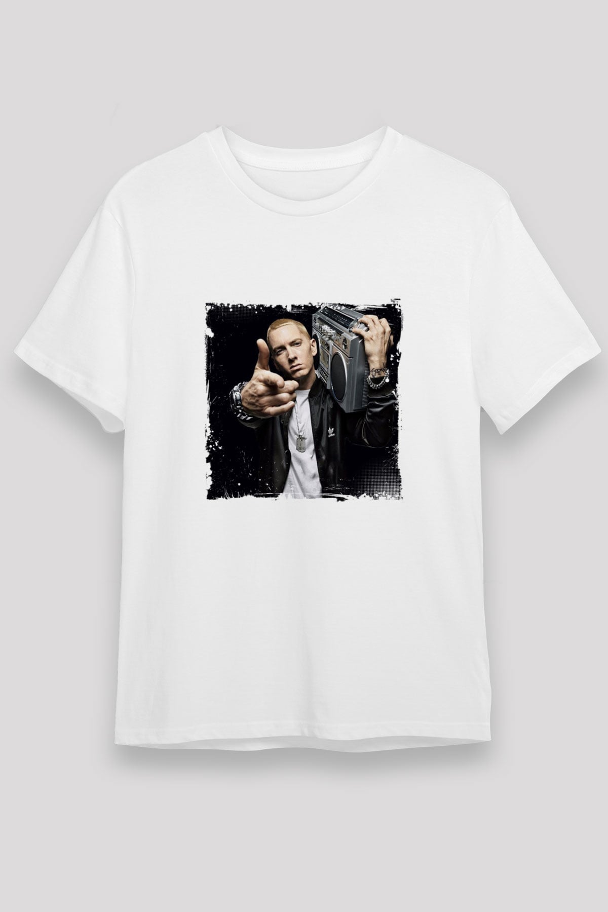 Eminem Baskılı Unisex Beyaz Tişört