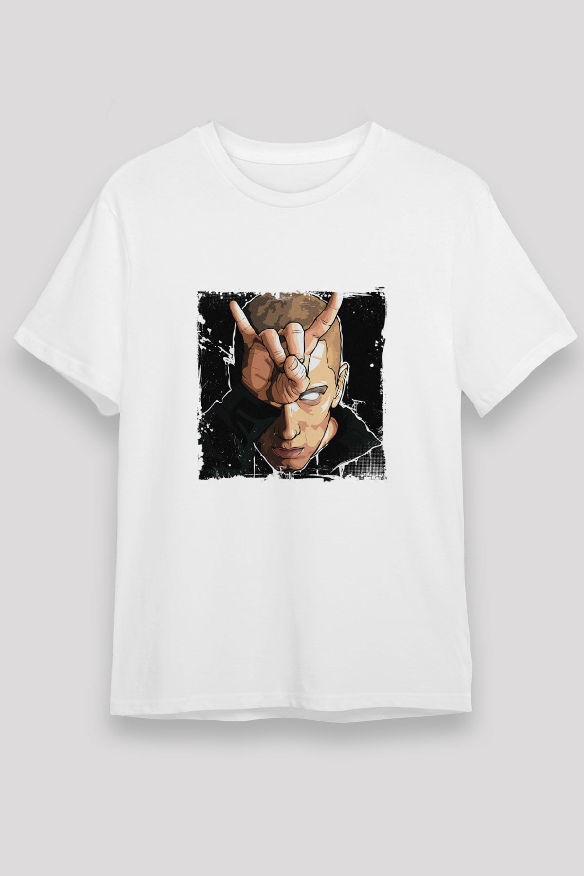 Eminem Baskılı Unisex Beyaz Tişört