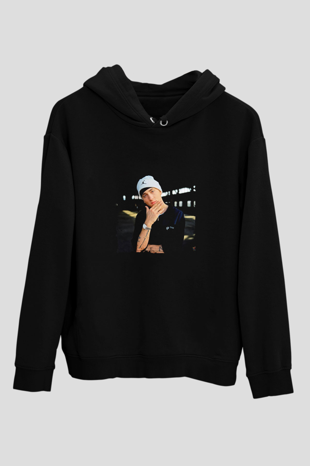 Eminem Baskılı Unisex Siyah Hoodie