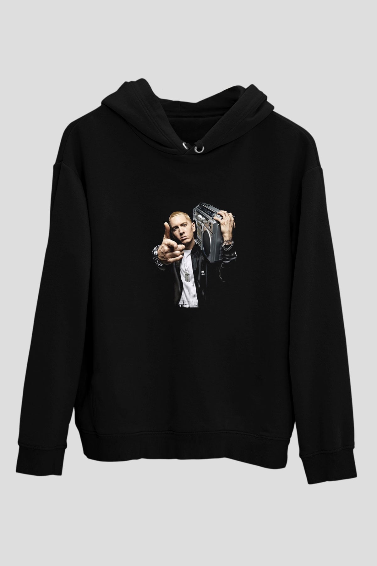 Eminem Baskılı Unisex Siyah Hoodie