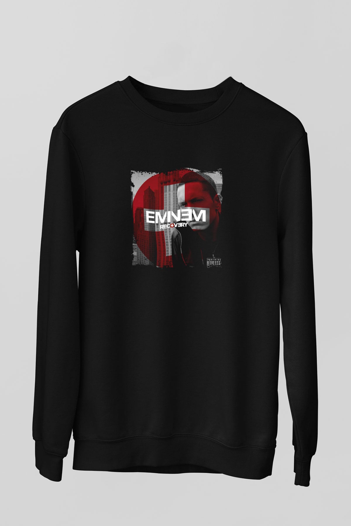 Eminem Baskılı Unisex Siyah Sweatshirt