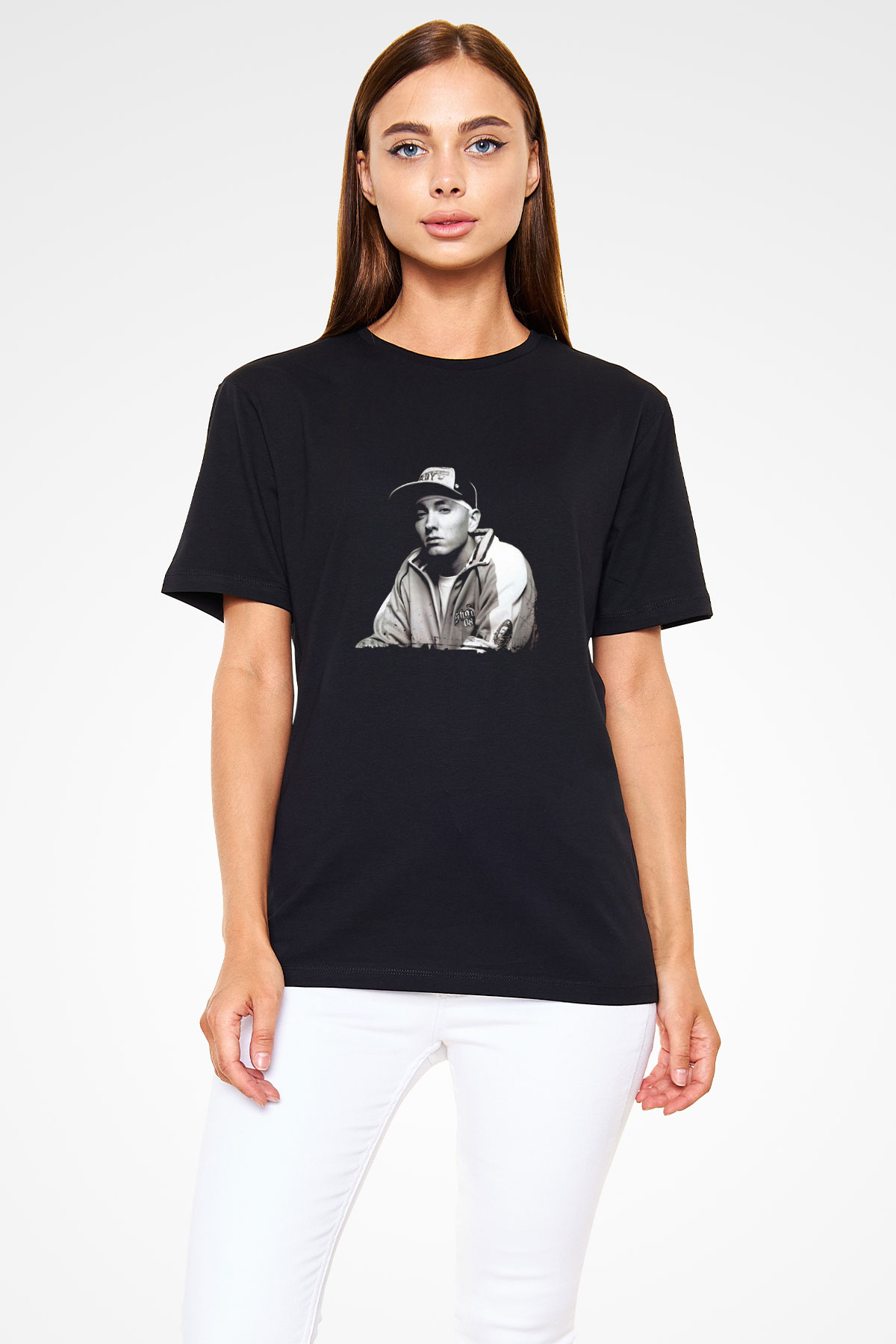 Eminem Baskılı Unisex Siyah Tişört