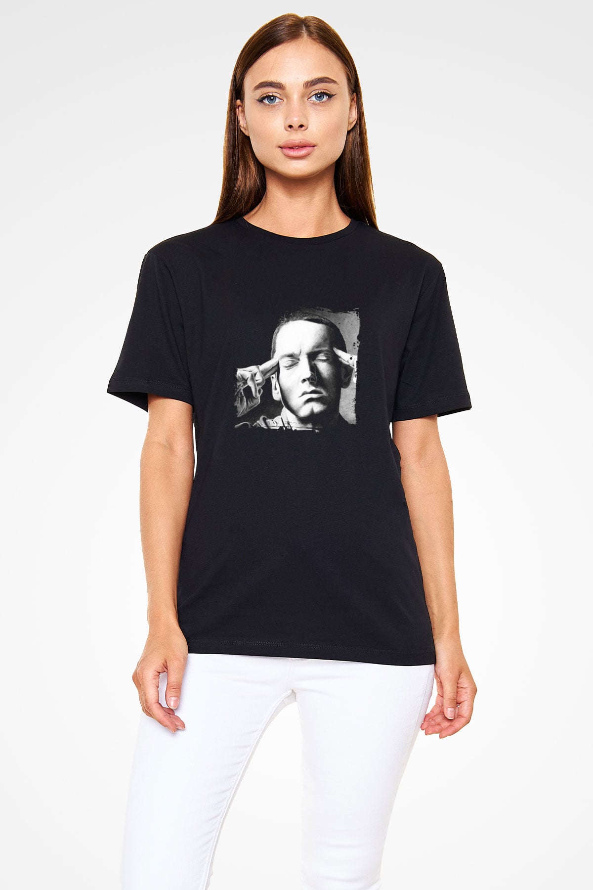 Eminem Baskılı Unisex Siyah Tişört
