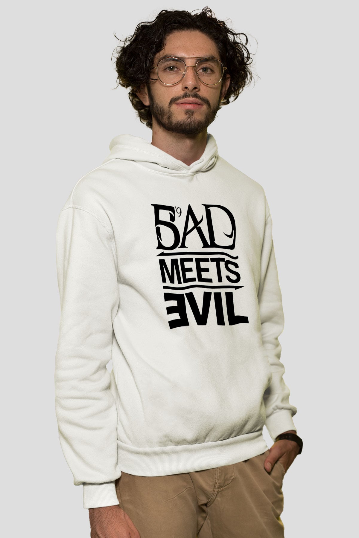 Eminem Beyaz Unisex Kapşonlu Sweatshirt