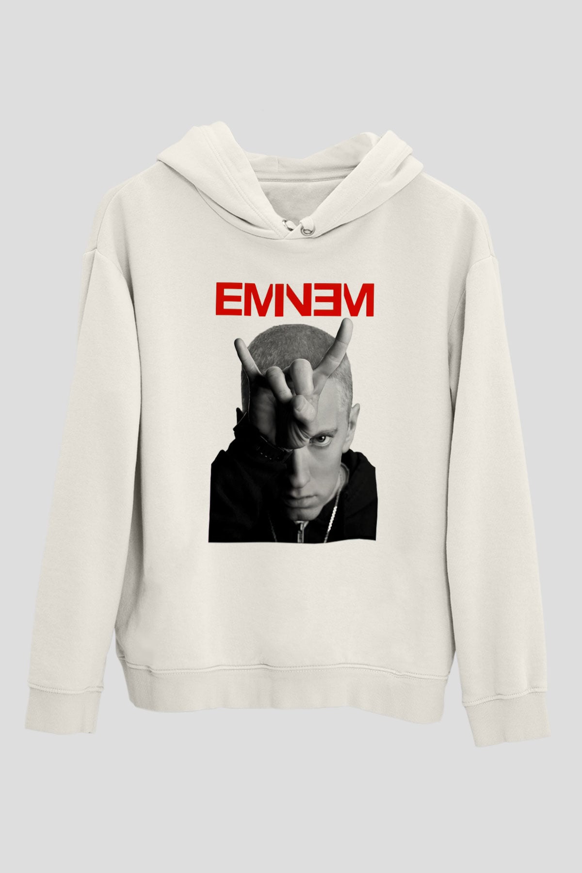 Eminem Beyaz Unisex Kapşonlu Sweatshirt