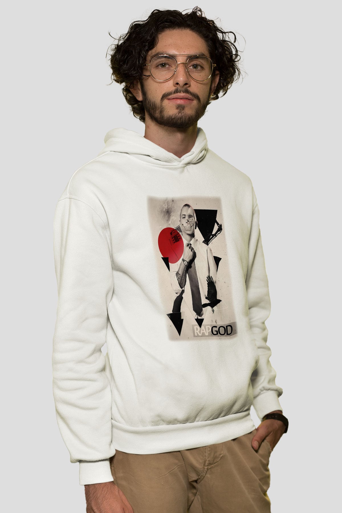 Eminem Beyaz Unisex Kapşonlu Sweatshirt