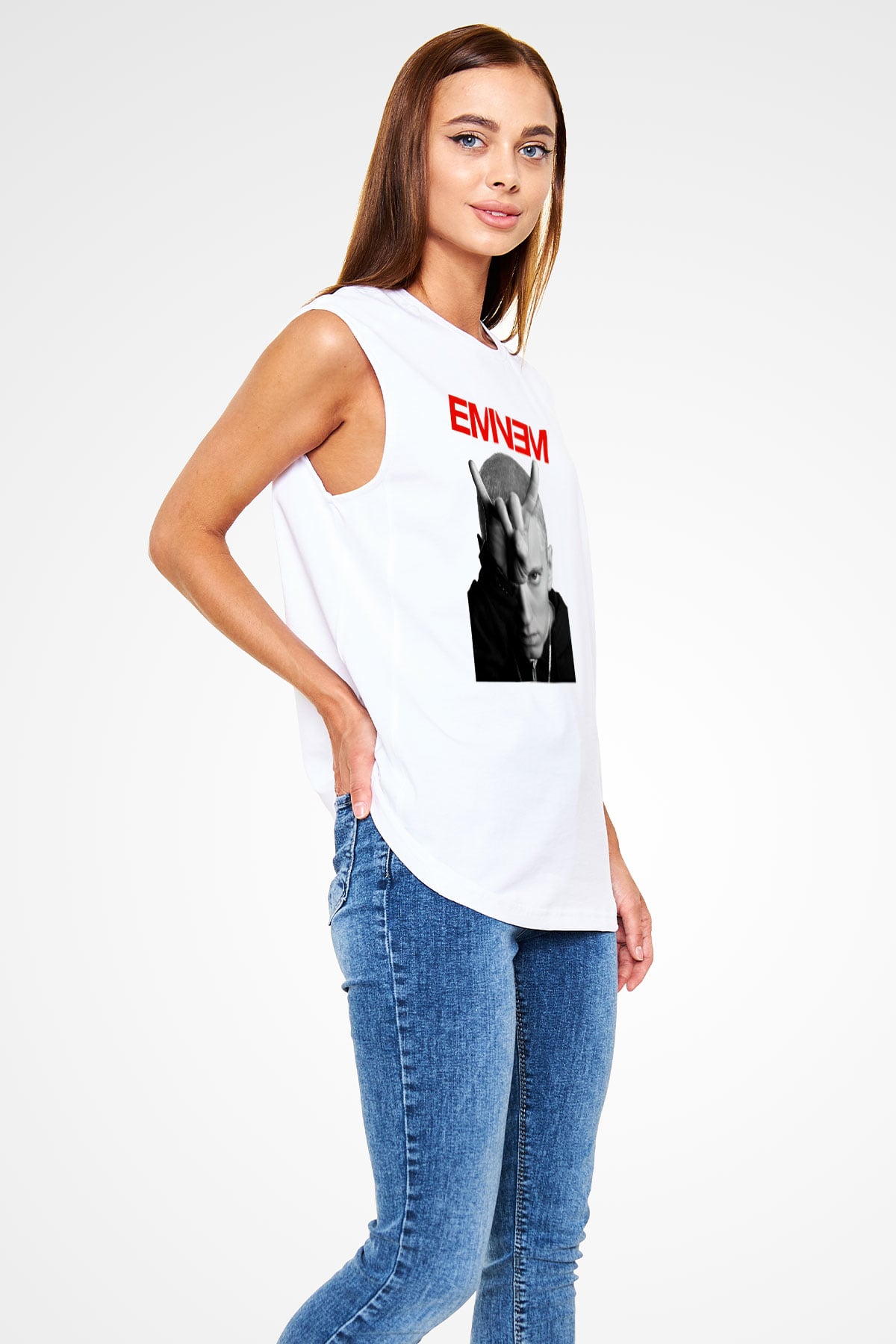 Eminem Beyaz Unisex Kolsuz Tişört