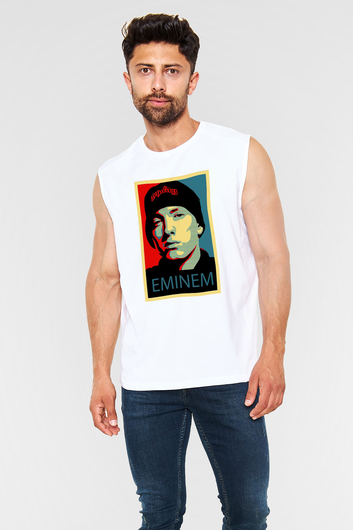 Eminem Beyaz Unisex Kolsuz Tişört