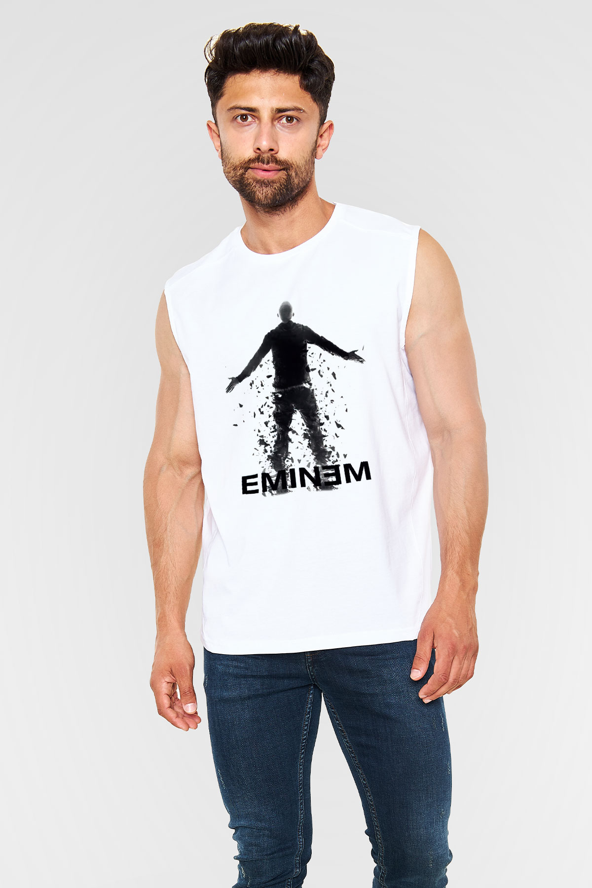 Eminem Beyaz Unisex Kolsuz Tişört