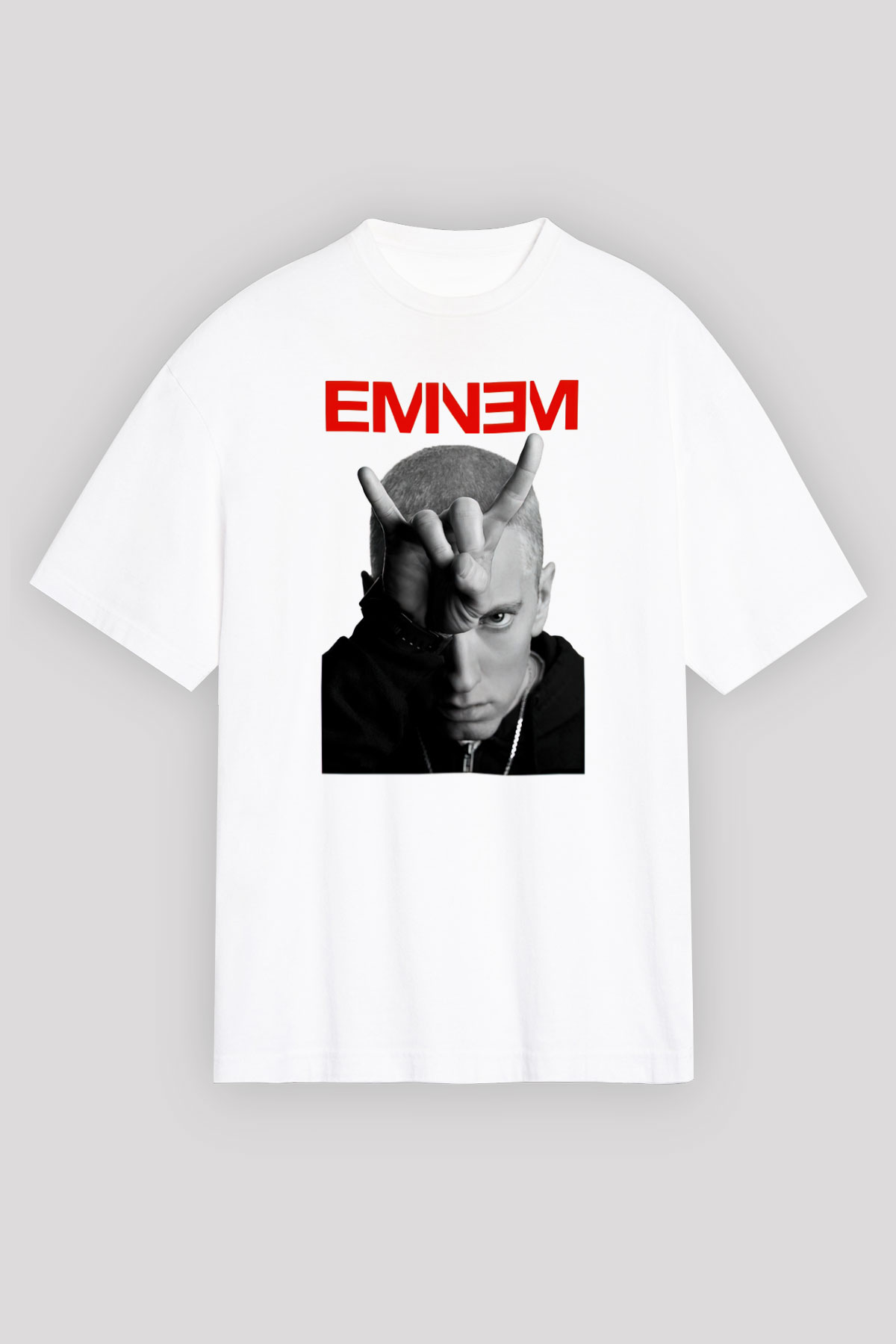 Eminem Beyaz Unisex Oversize Tişört T-Shirt