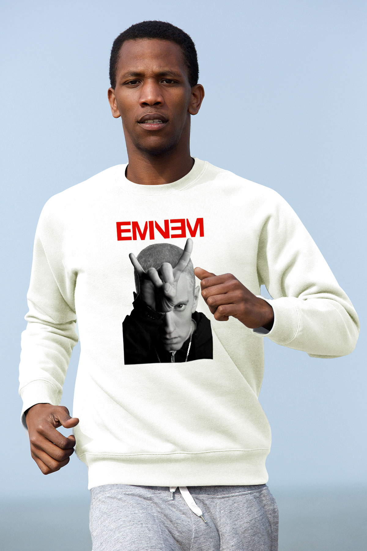 Eminem Beyaz Unisex Sweatshirt